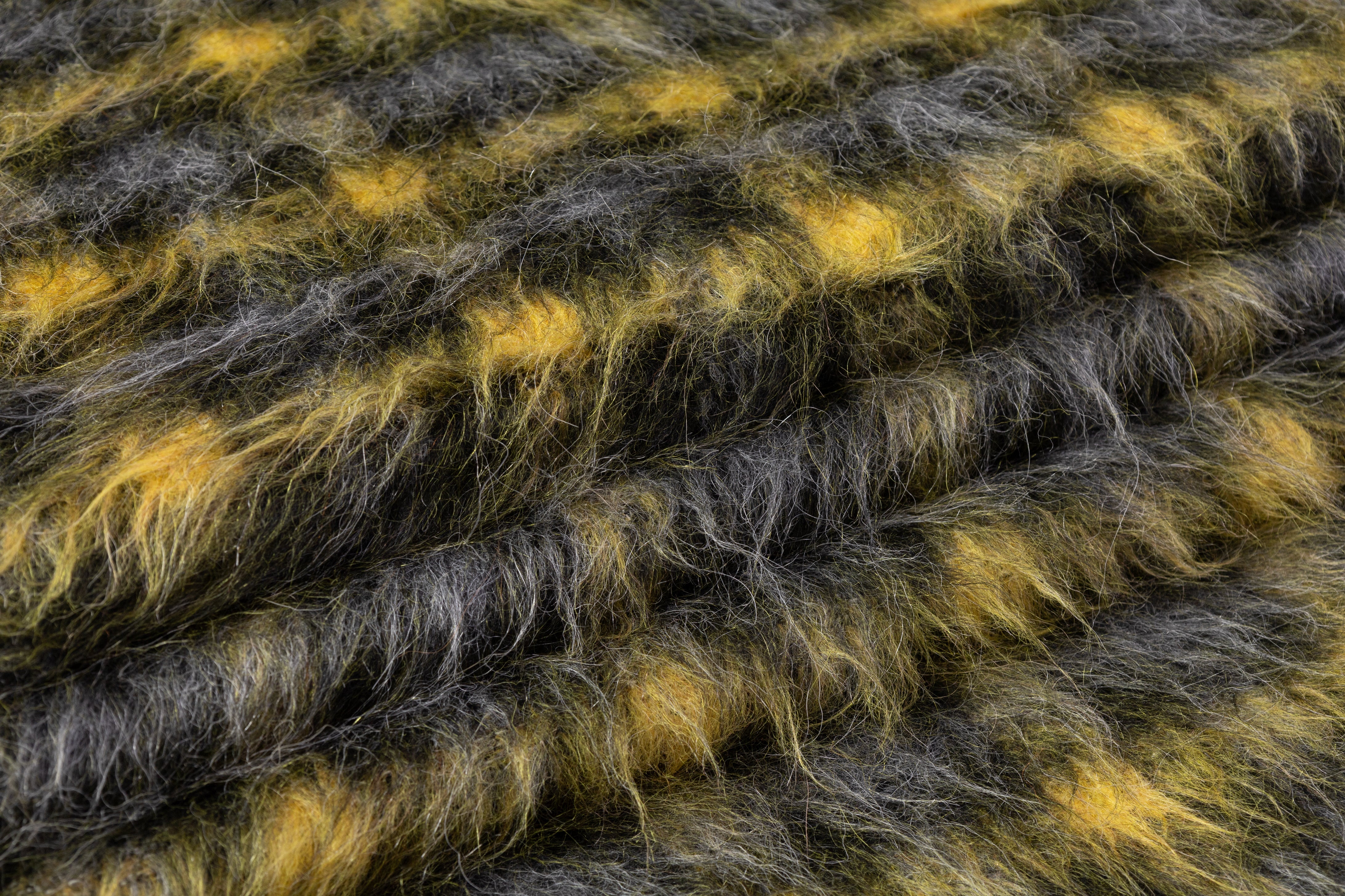 Plaid Wool Mohair Blend Coating - Yellow / Gray