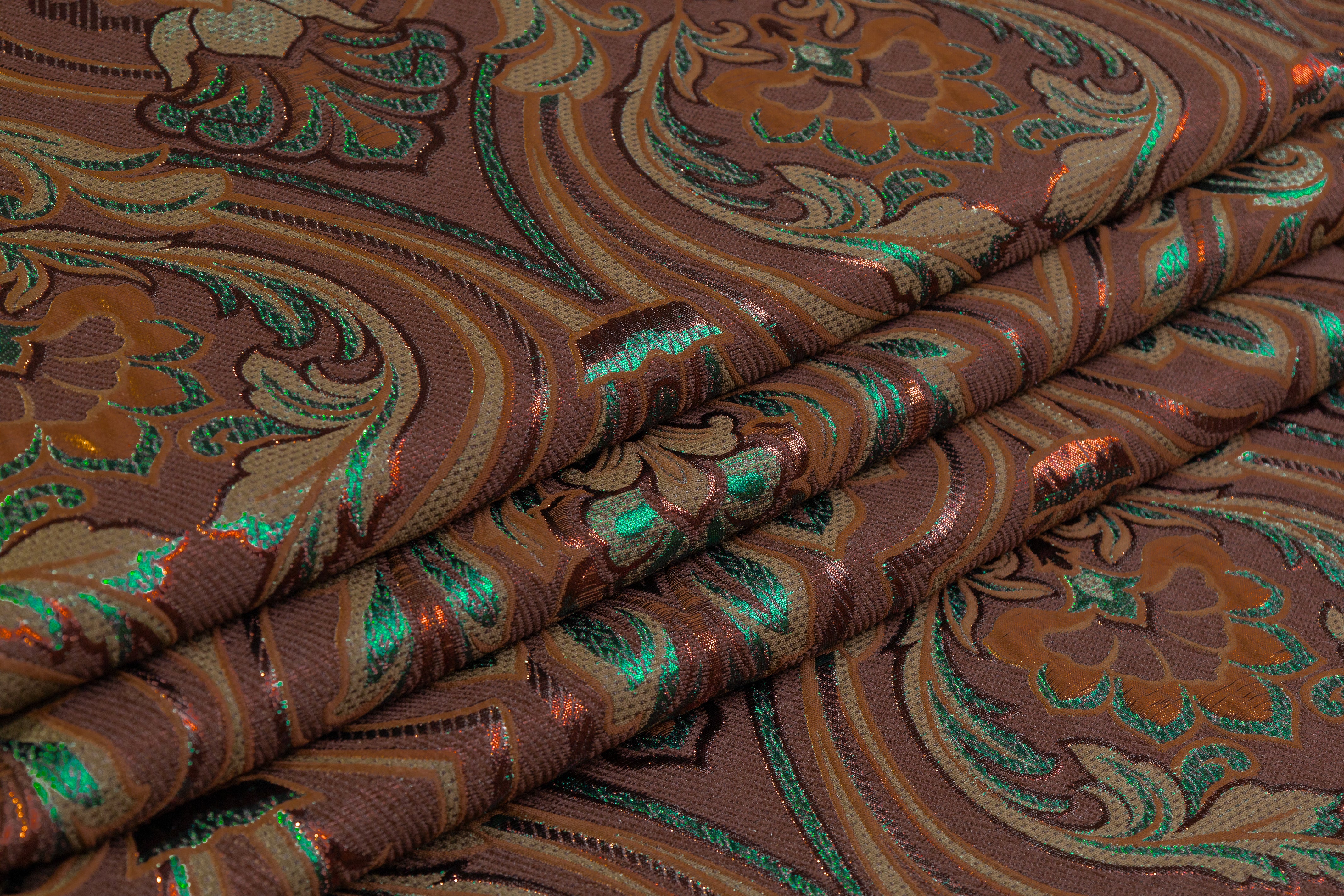 Italian Damask Brocade - Brown / Green