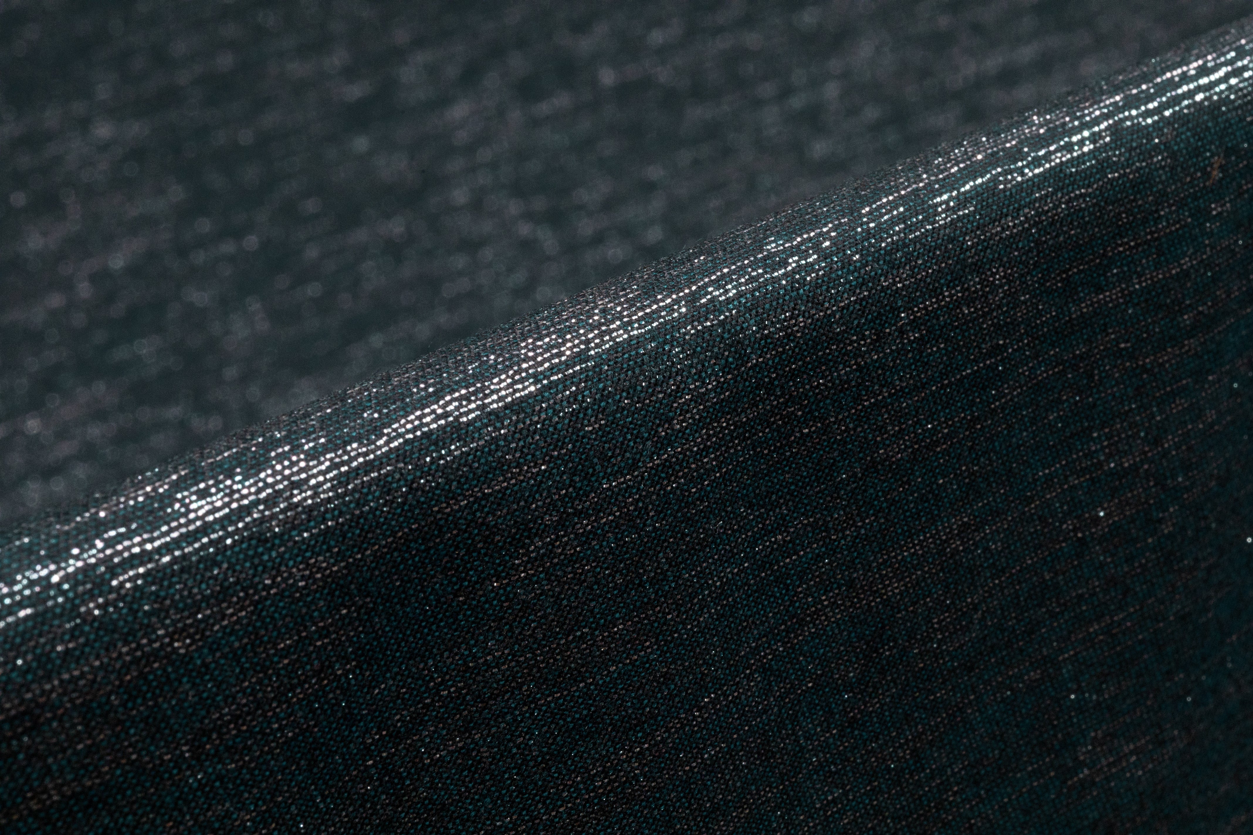 Metallic Italian Wool Flannel Suiting - Teal Green / Silver