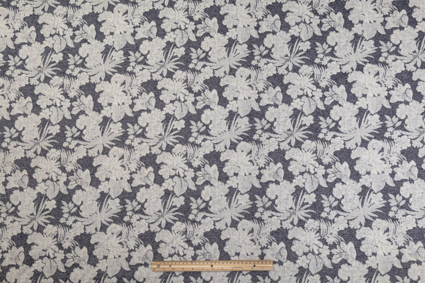 Double Faced Wool Rayon Jacquard - Navy / White / Light Beige