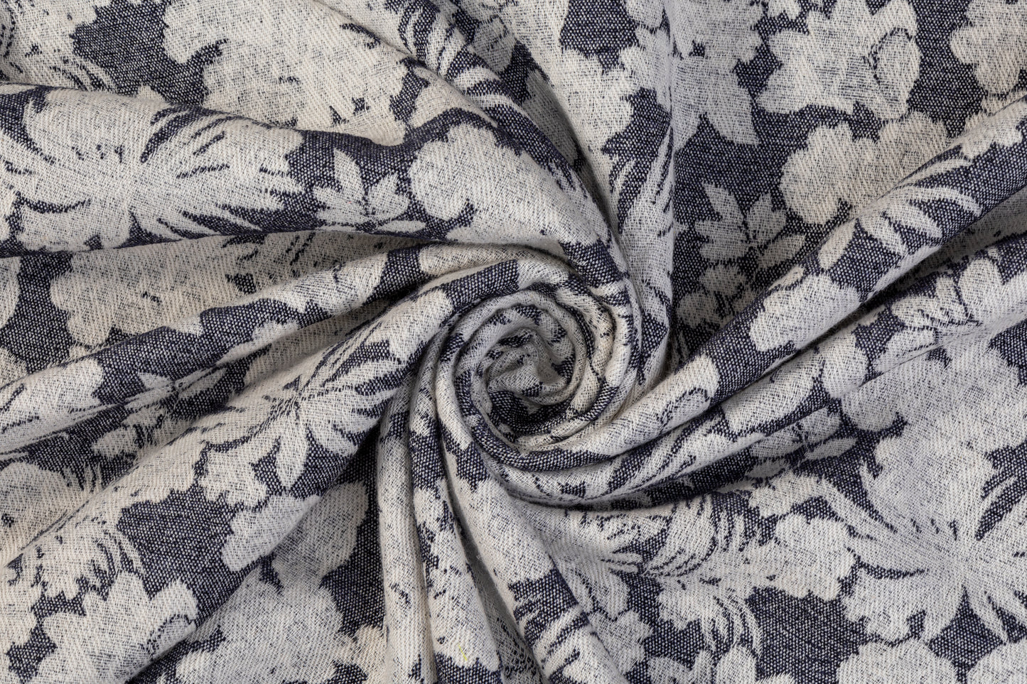 Double Faced Wool Rayon Jacquard - Navy / White / Light Beige