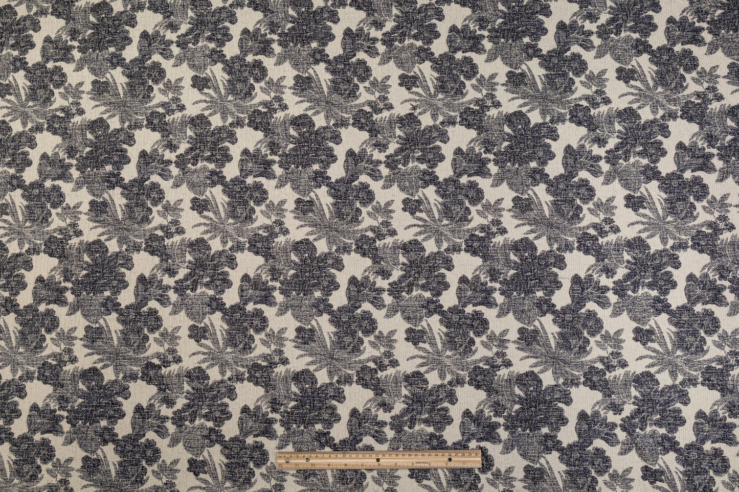 Double Faced Wool Rayon Jacquard - Navy / White / Light Beige