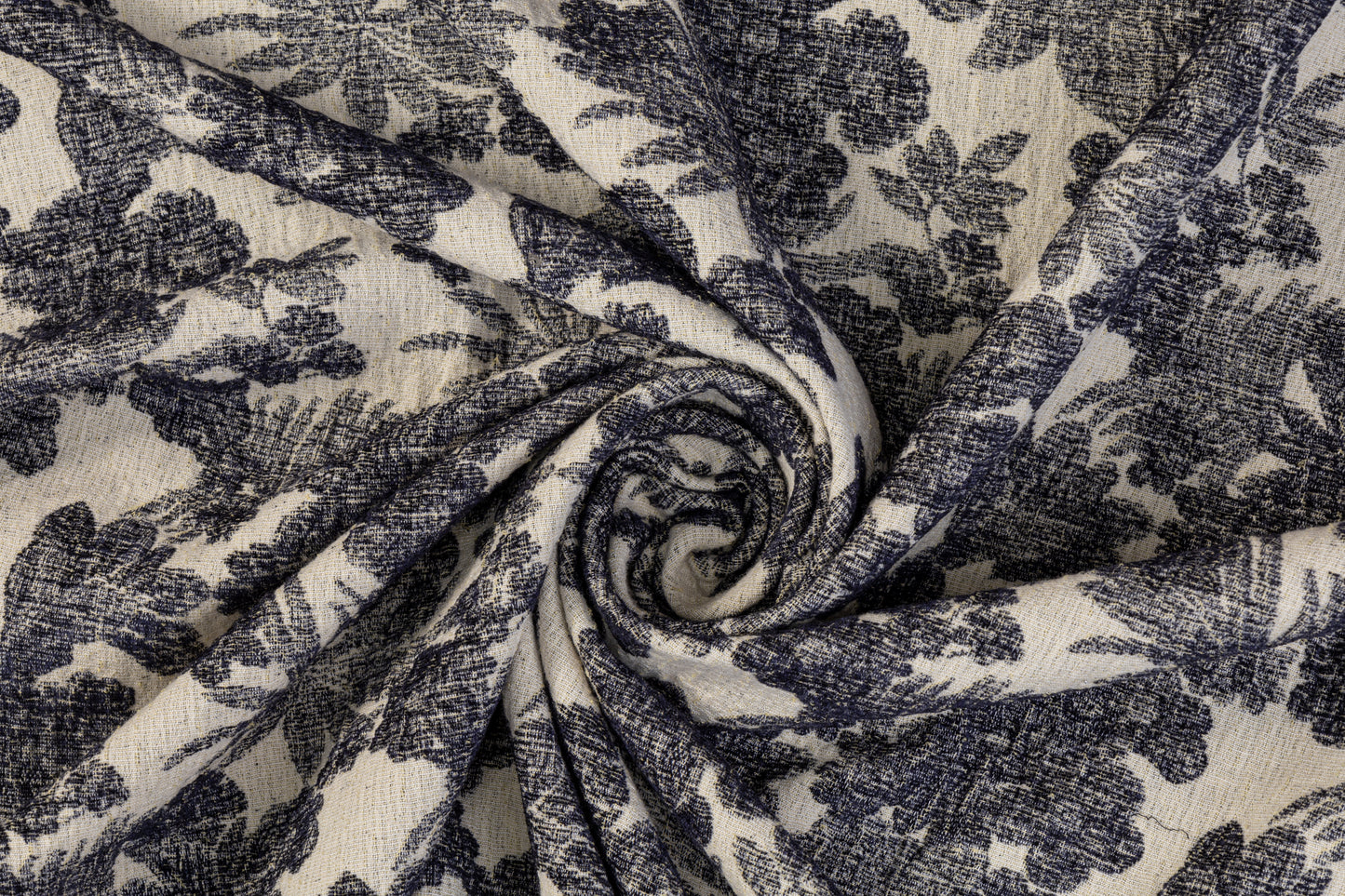 Double Faced Wool Rayon Jacquard - Navy / White / Light Beige
