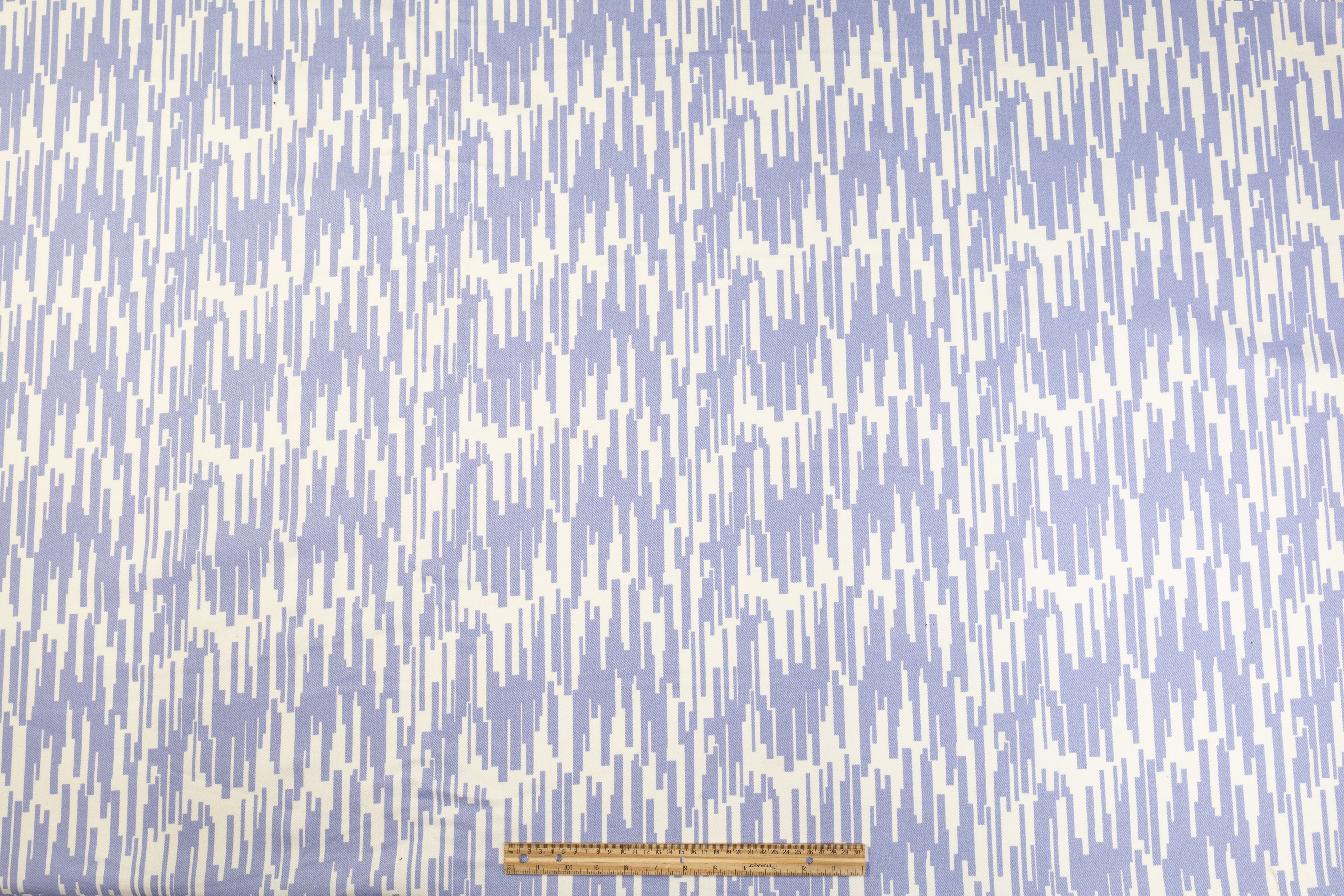 Printed Cotton Denim - Periwinkle / White