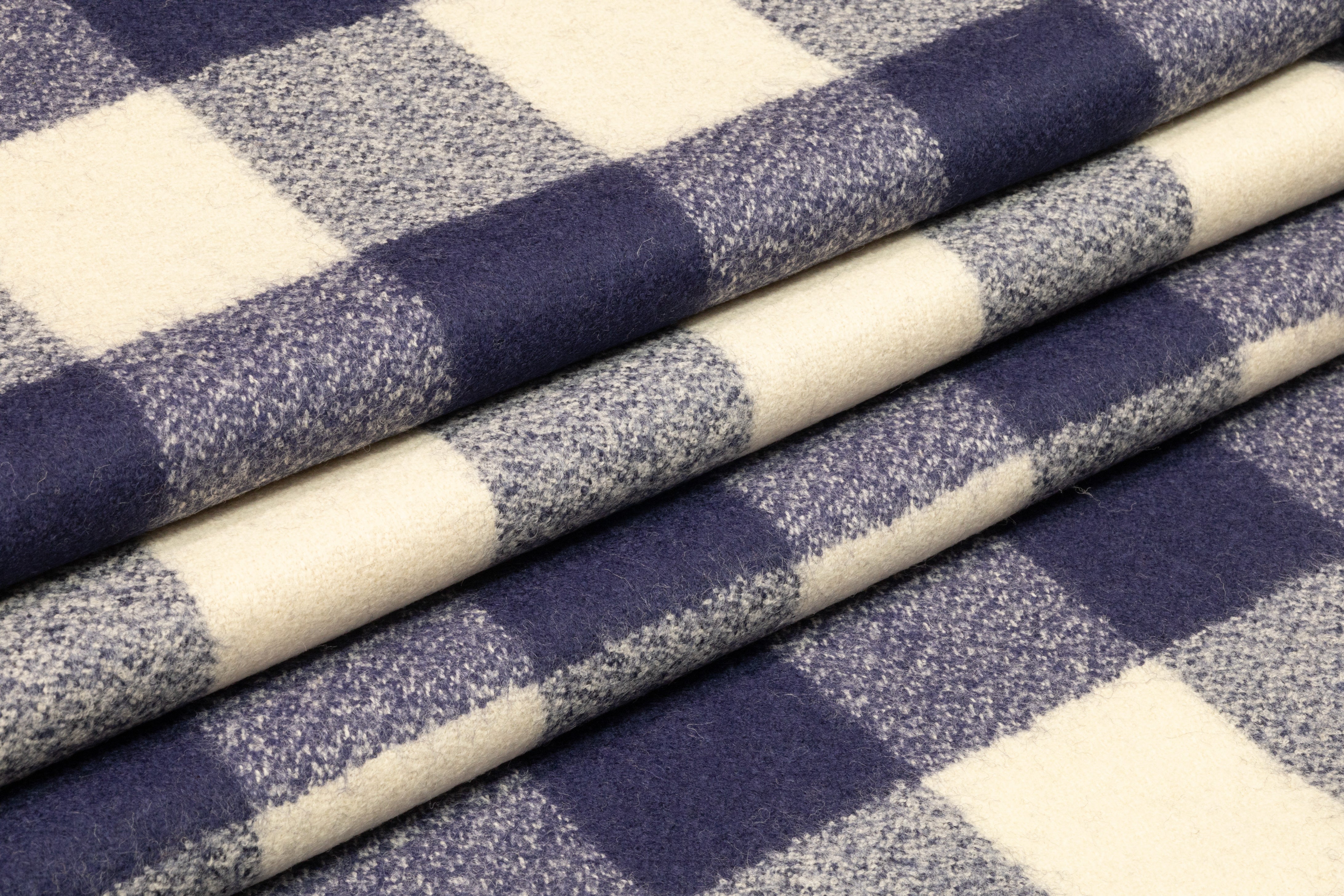 Tallia di Delfino - Checked Italian Wool - Navy / Ivory