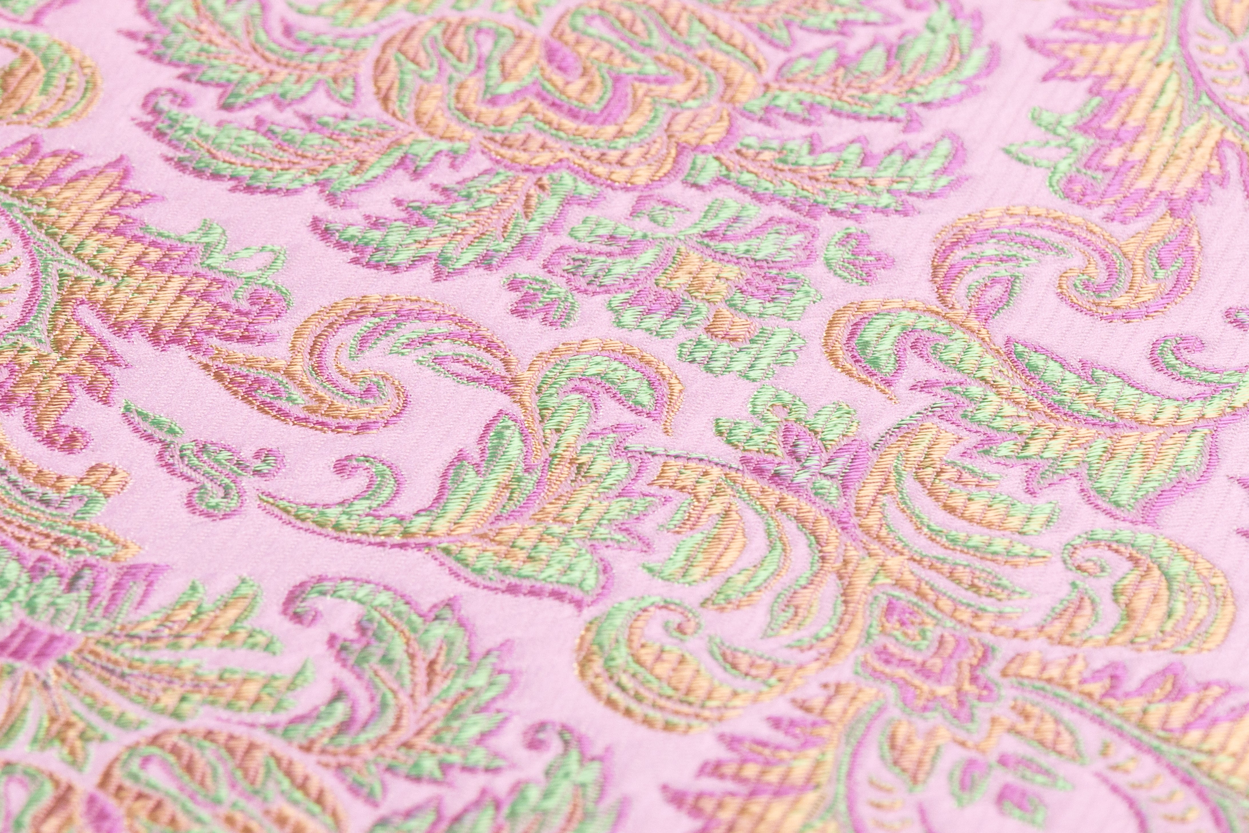 Italian Damask Brocade - Pink / Green
