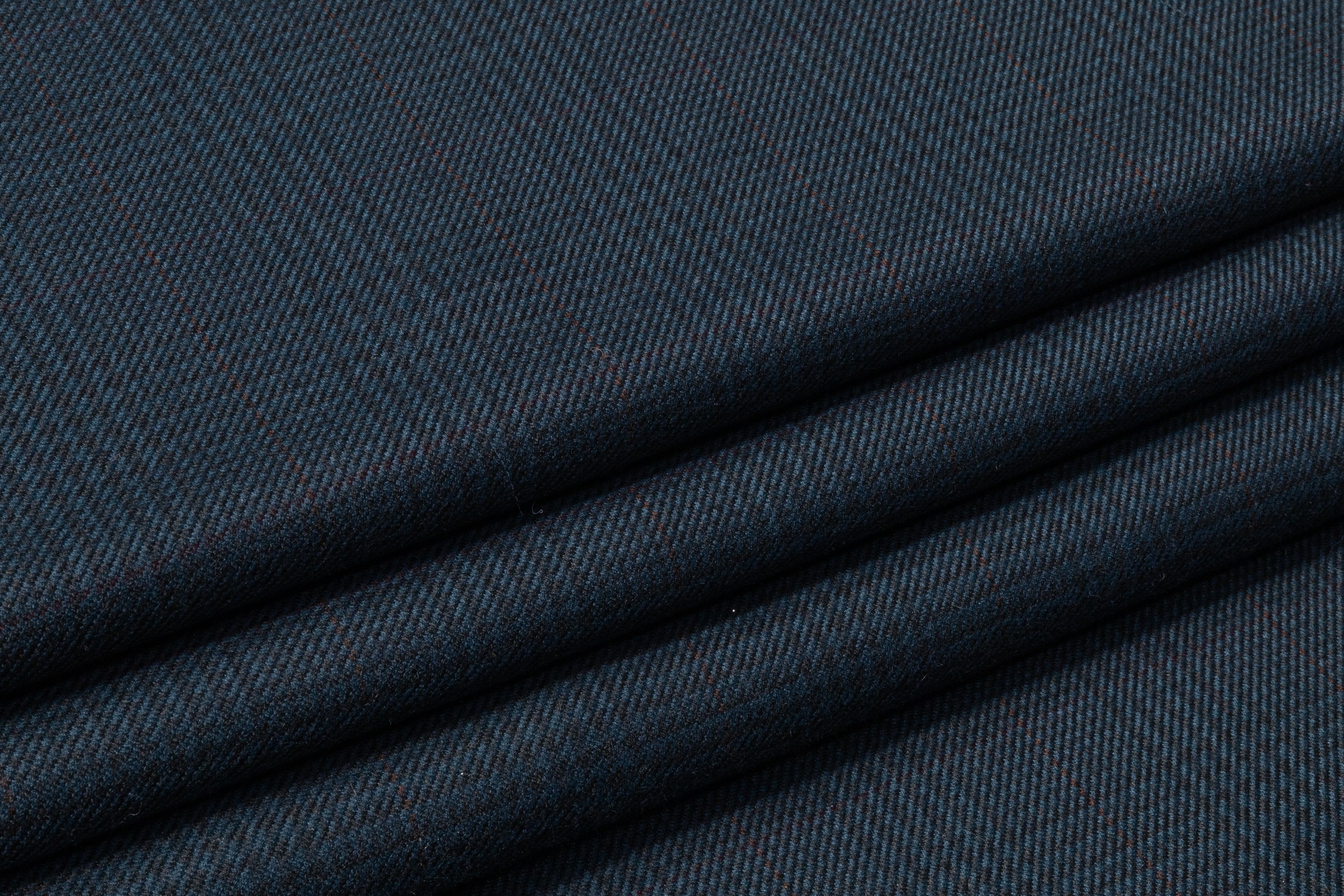 Subtle Checked Italian Wool Nylon Suiting - Dark Teal