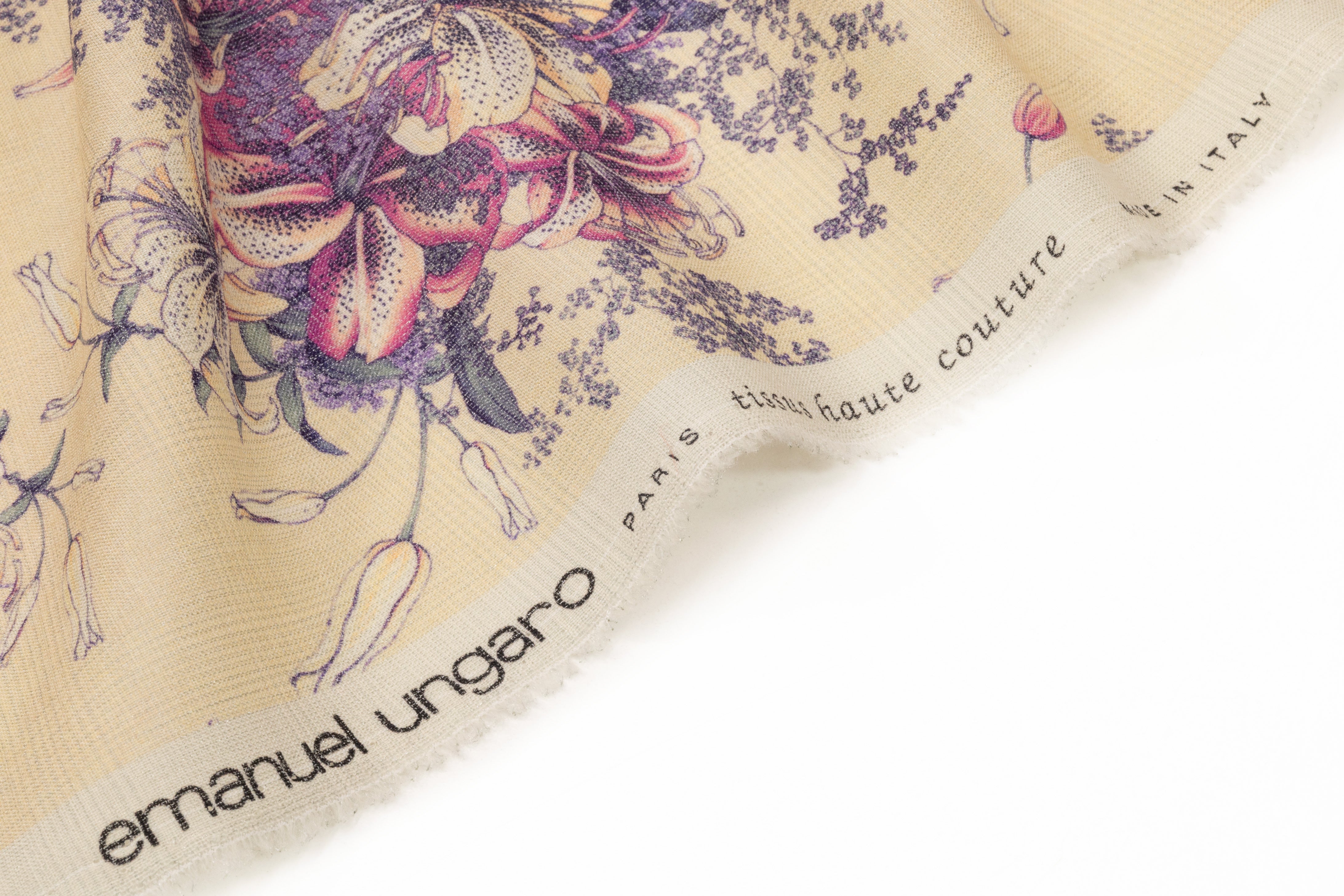 Emanuel Ungaro - Floral Italian Wool Blend - Beige / Violet / Pink