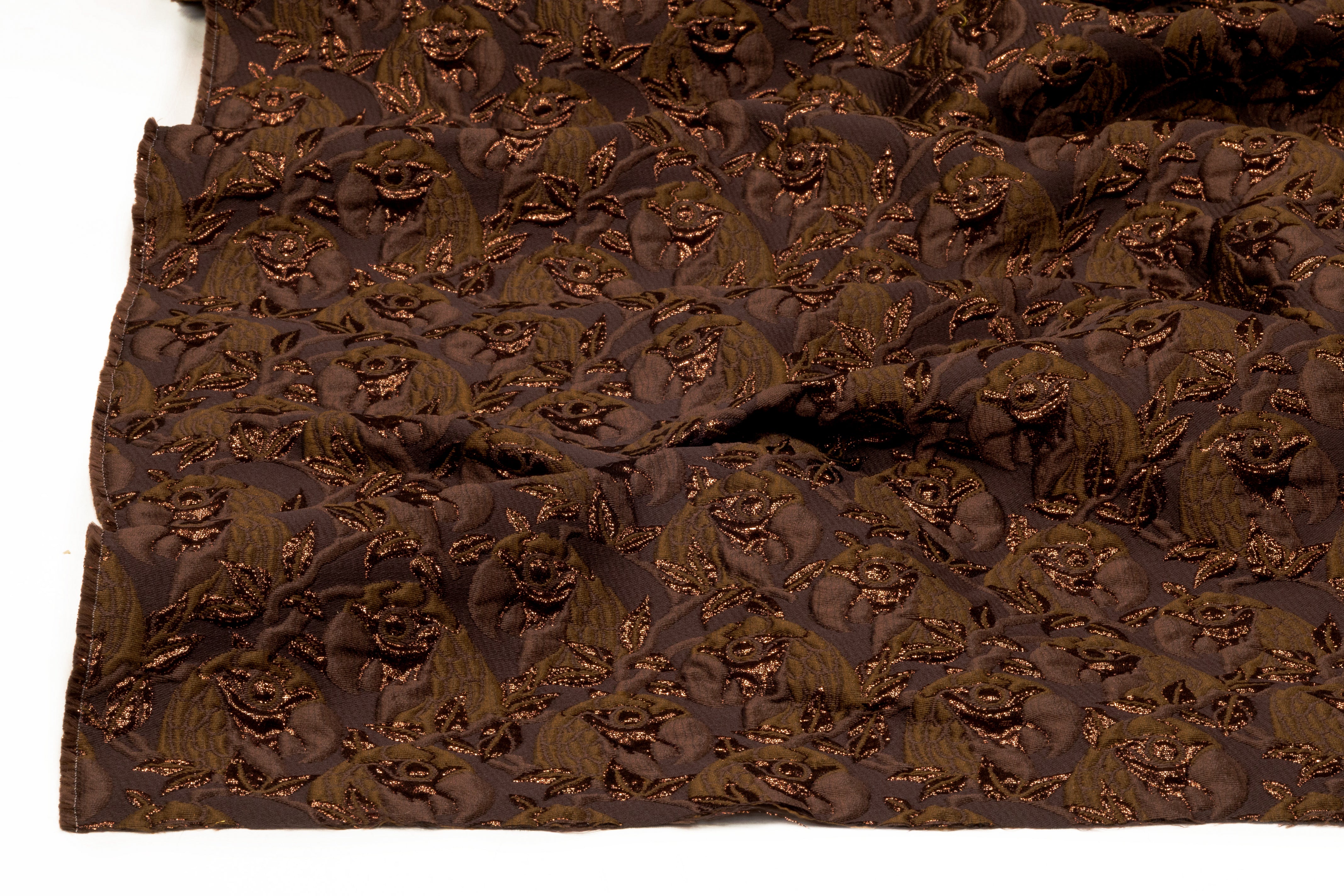 Abstract Metallic Italian Silk Blend Brocade - Brown