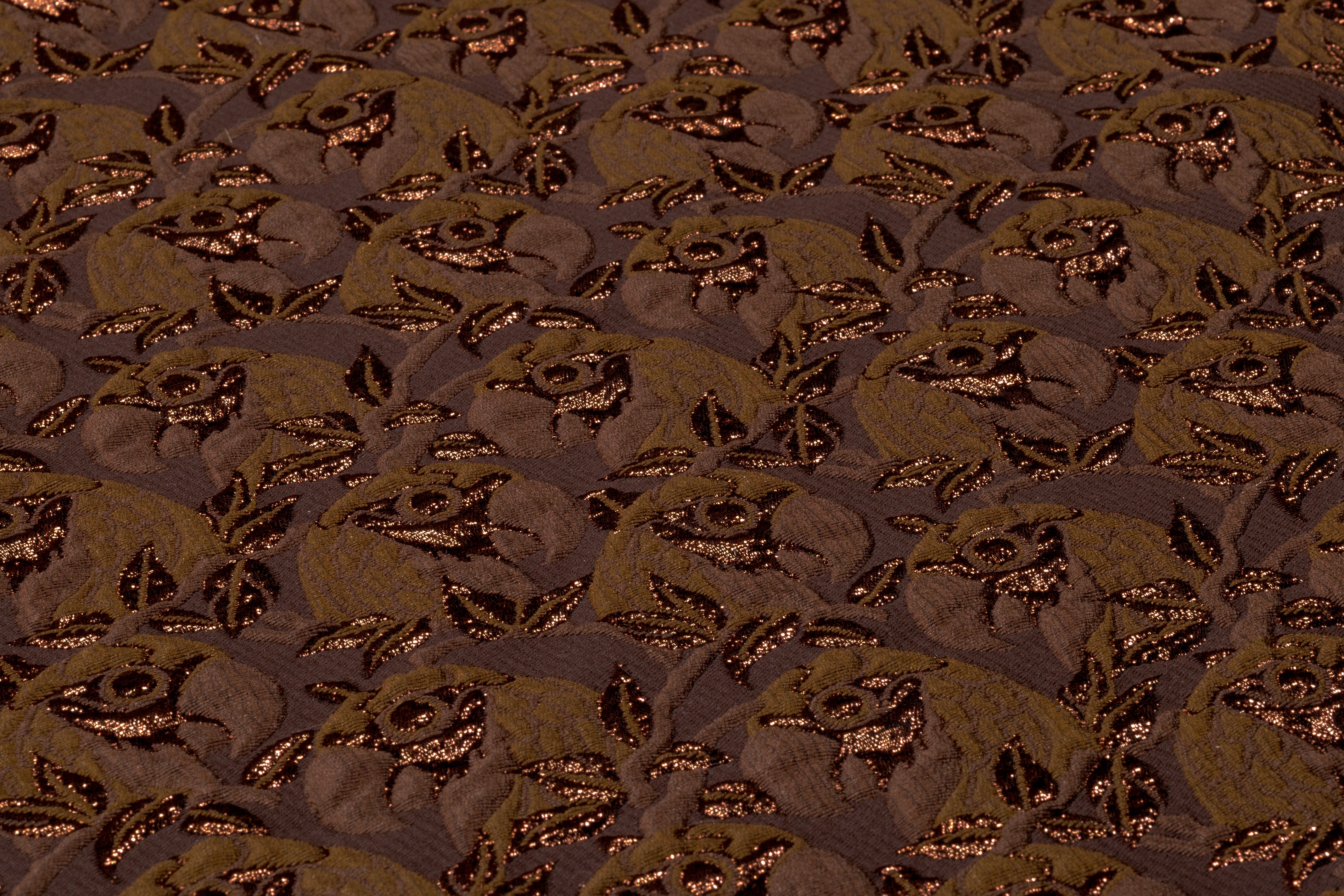 Abstract Metallic Italian Silk Blend Brocade - Brown