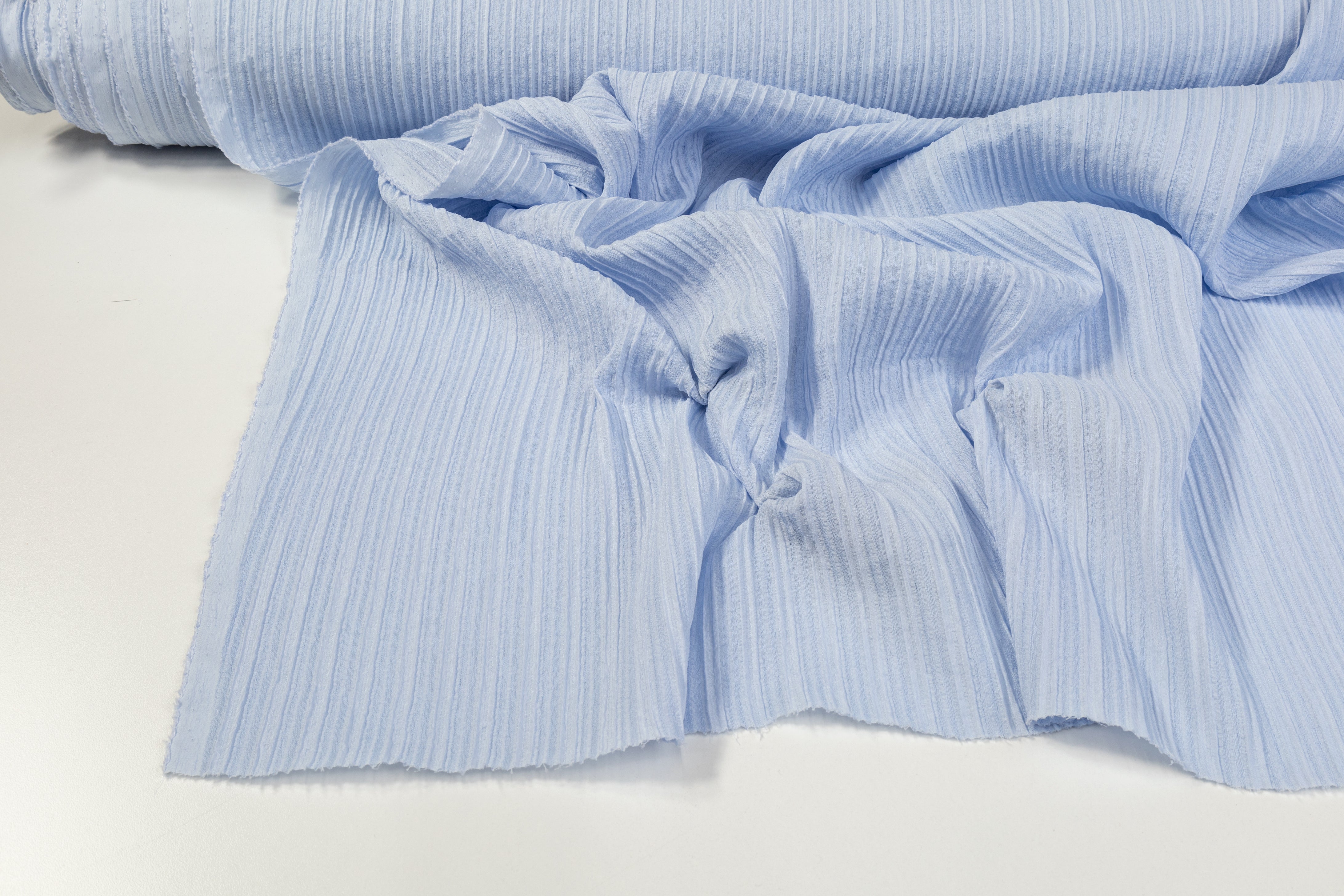Pleated Silk/Viscose Gauze - Periwinkle Blue