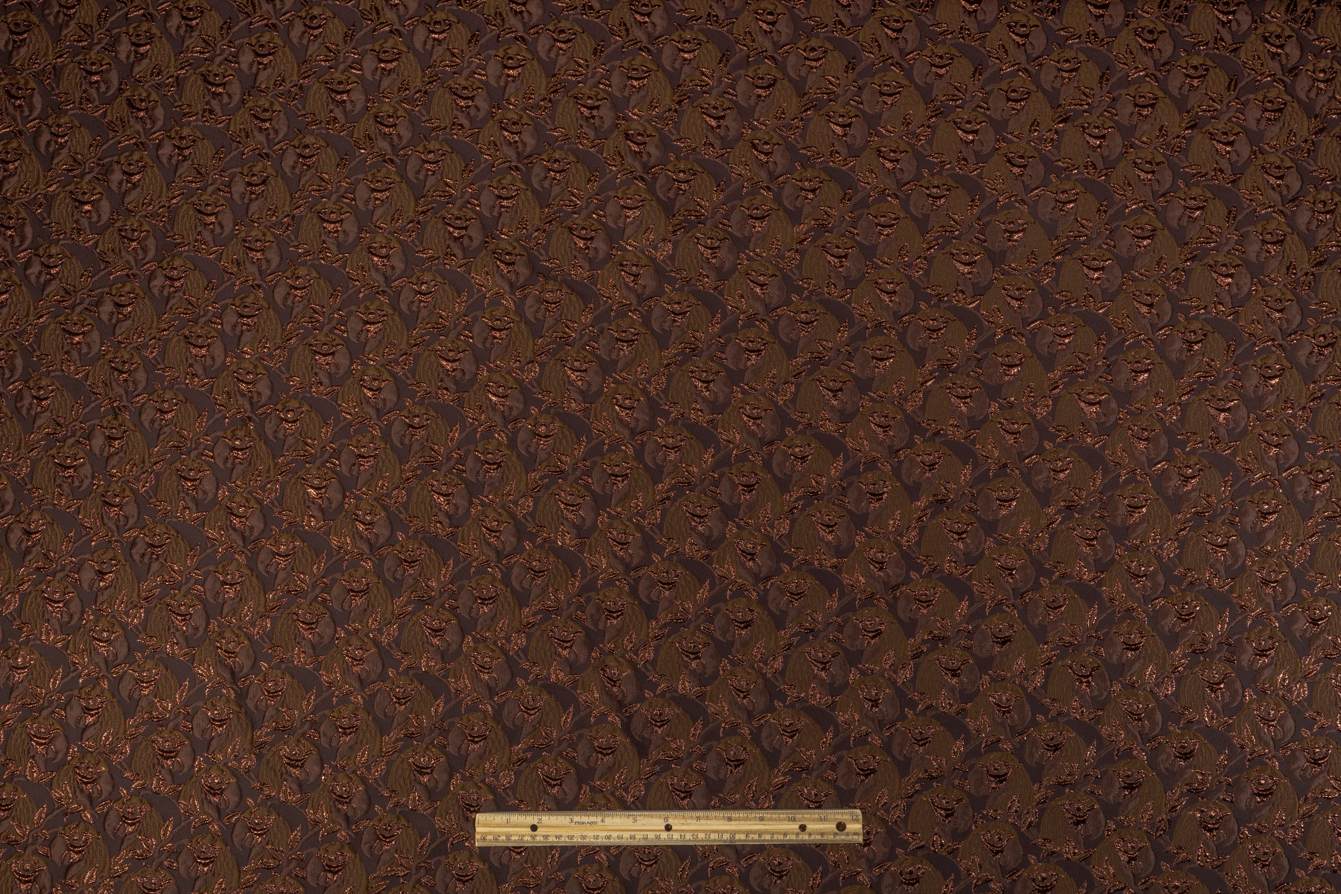 Abstract Metallic Italian Silk Blend Brocade - Brown