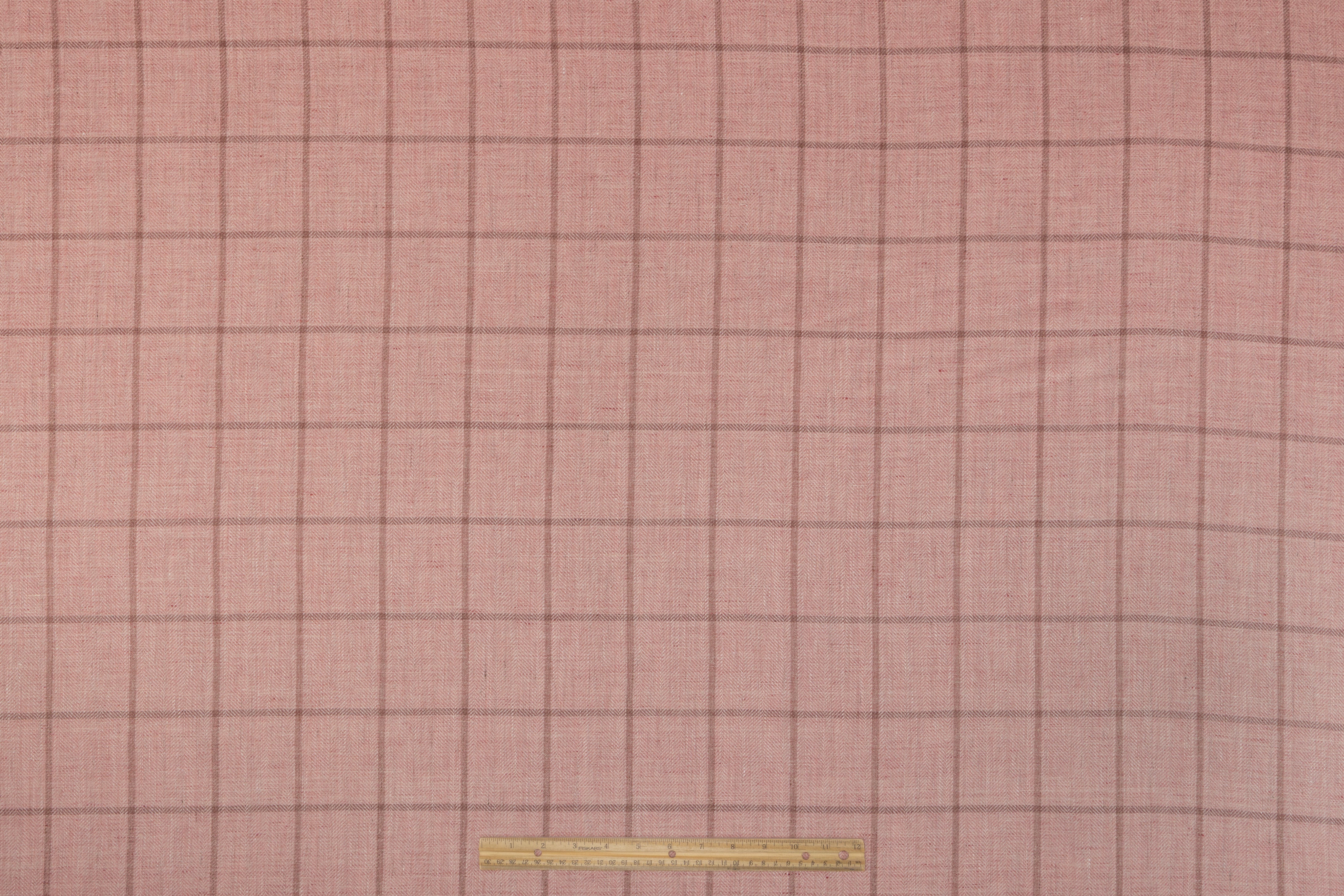 Windowpane Italian Wool Suiting - Rose Pink