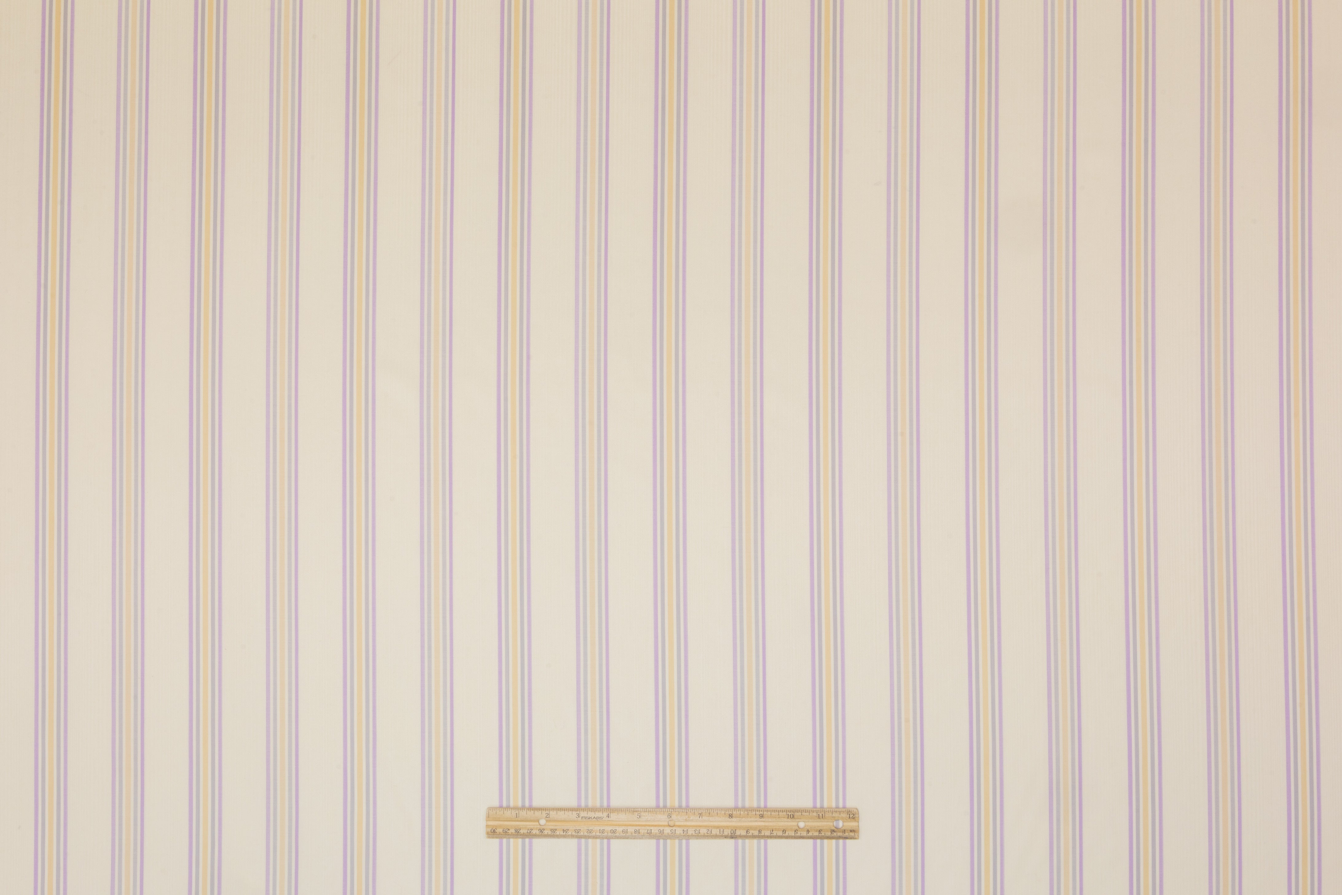 Striped Italian Wool Suiting - Ivory / Lavender / Beige