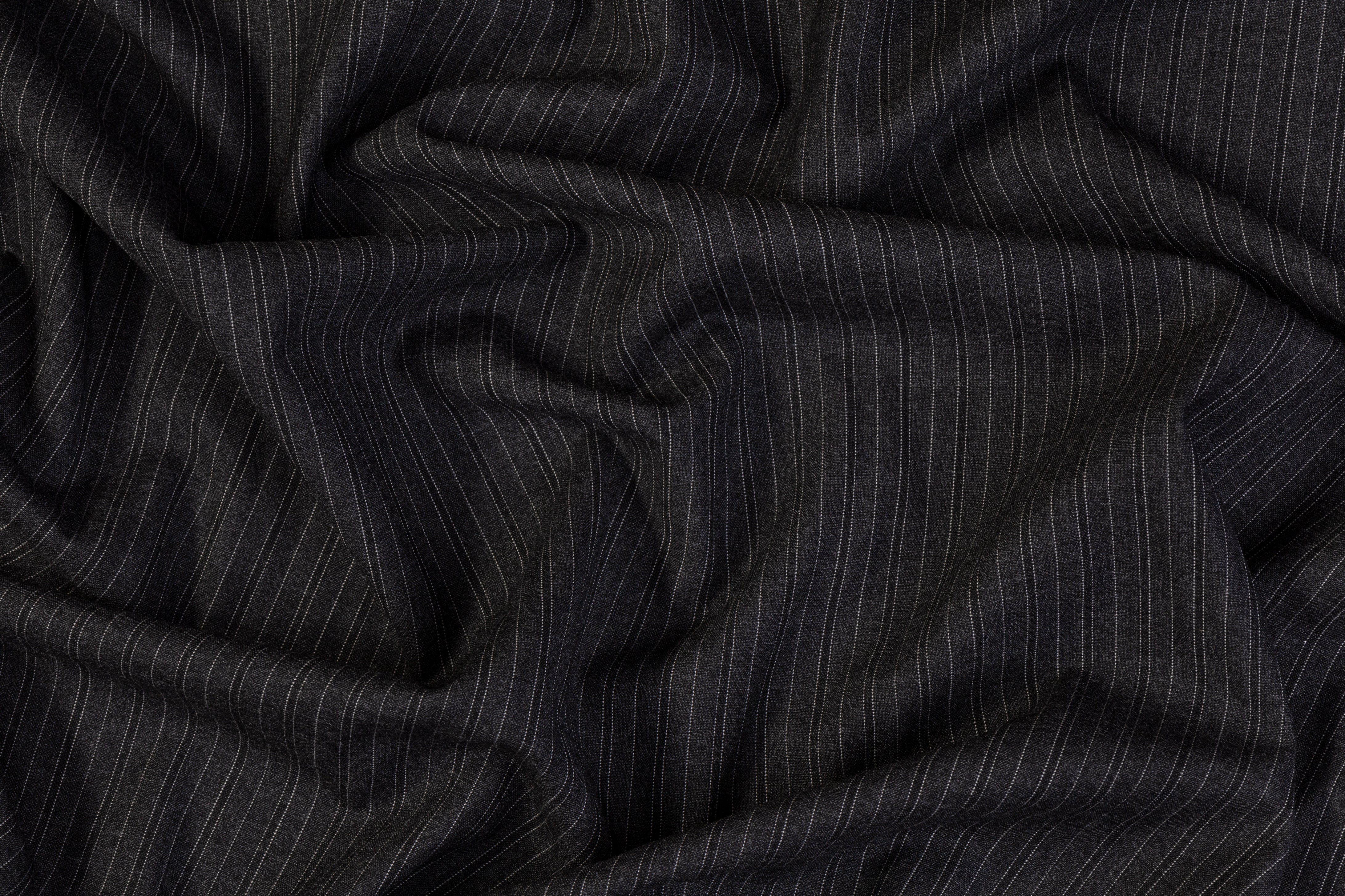 Striped Italian Wool Suiting - Charcoal Gray