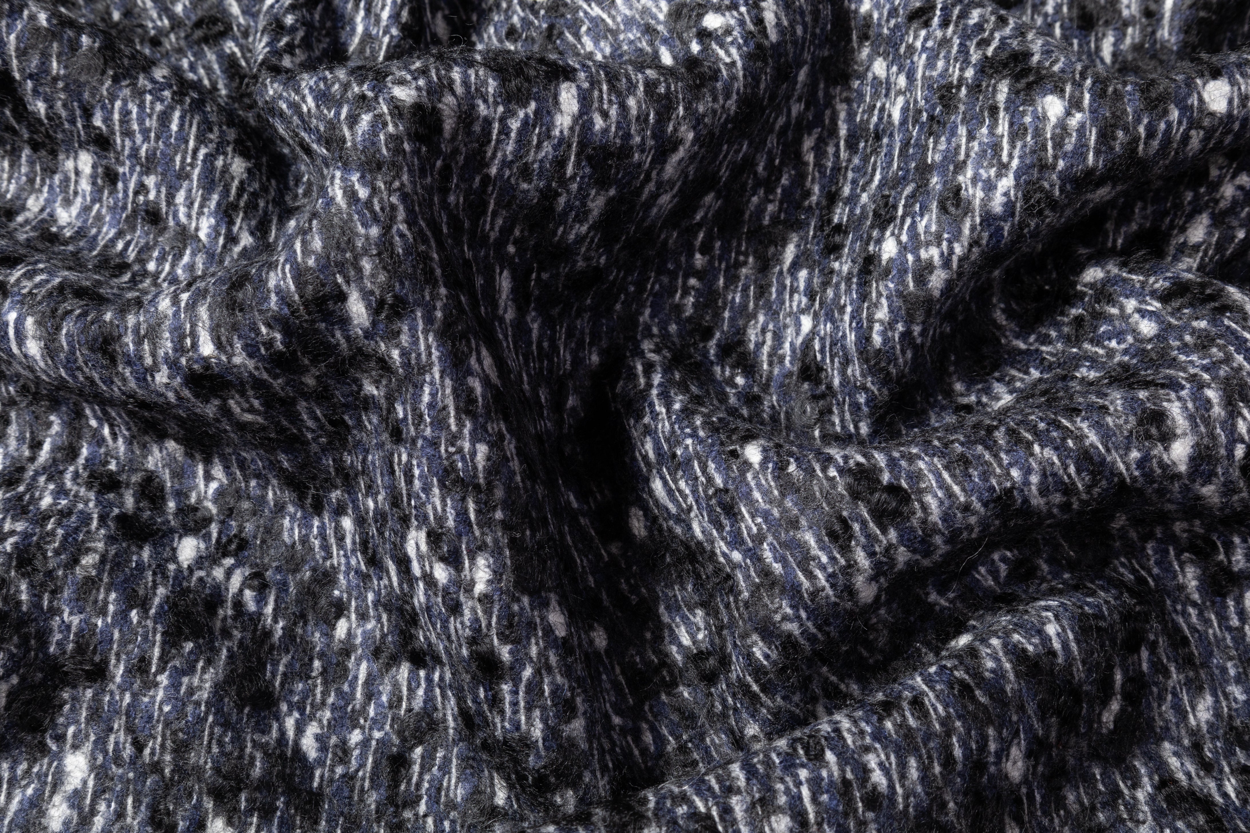 Italian Mohair Cashmere Wool Coating - Blue / Gray / Black