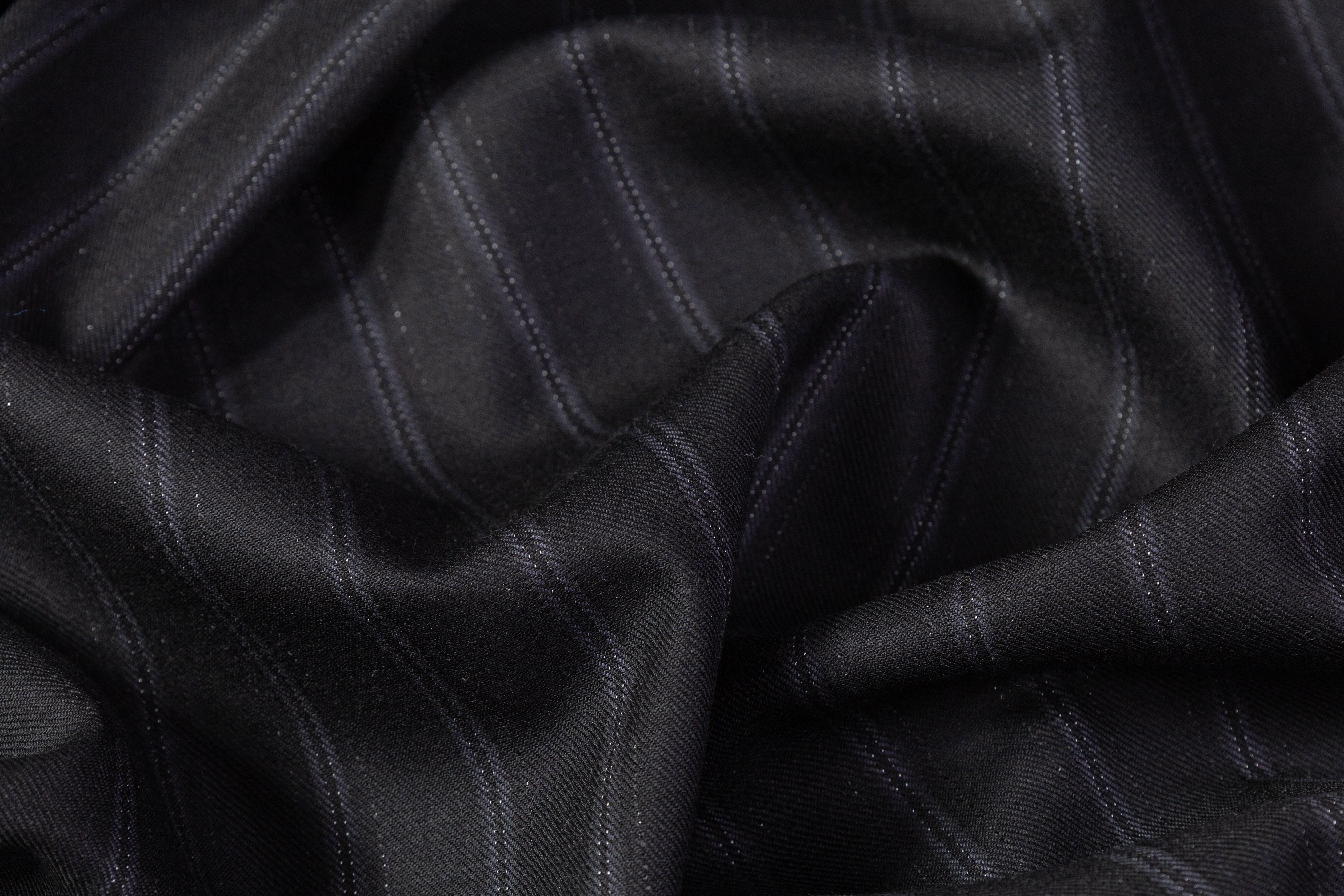Striped Super 100s Wool Suiting - Black / Gray