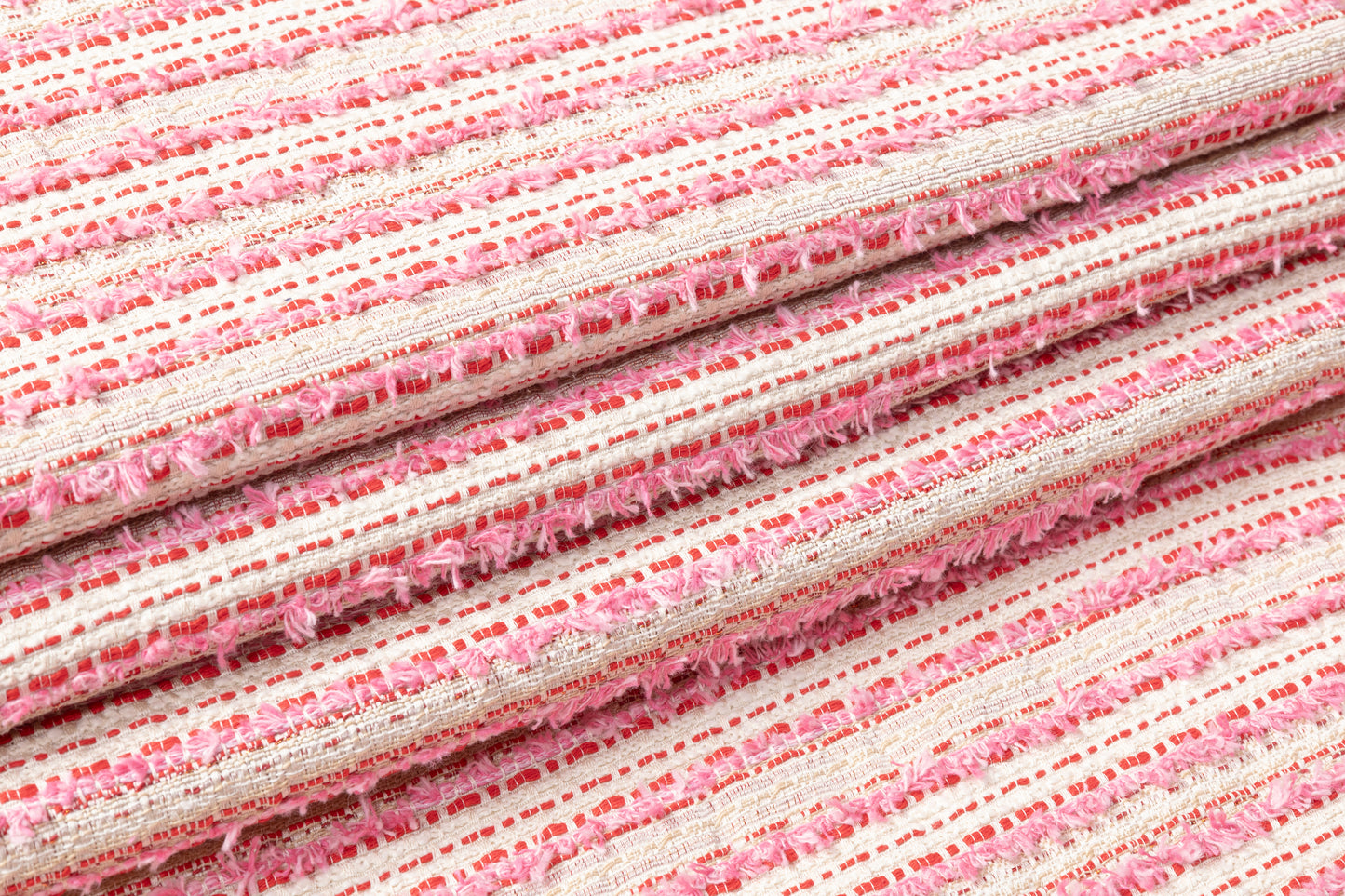 Metallic Italian Cotton Blend Tweed - Pink / White / Red / Gold
