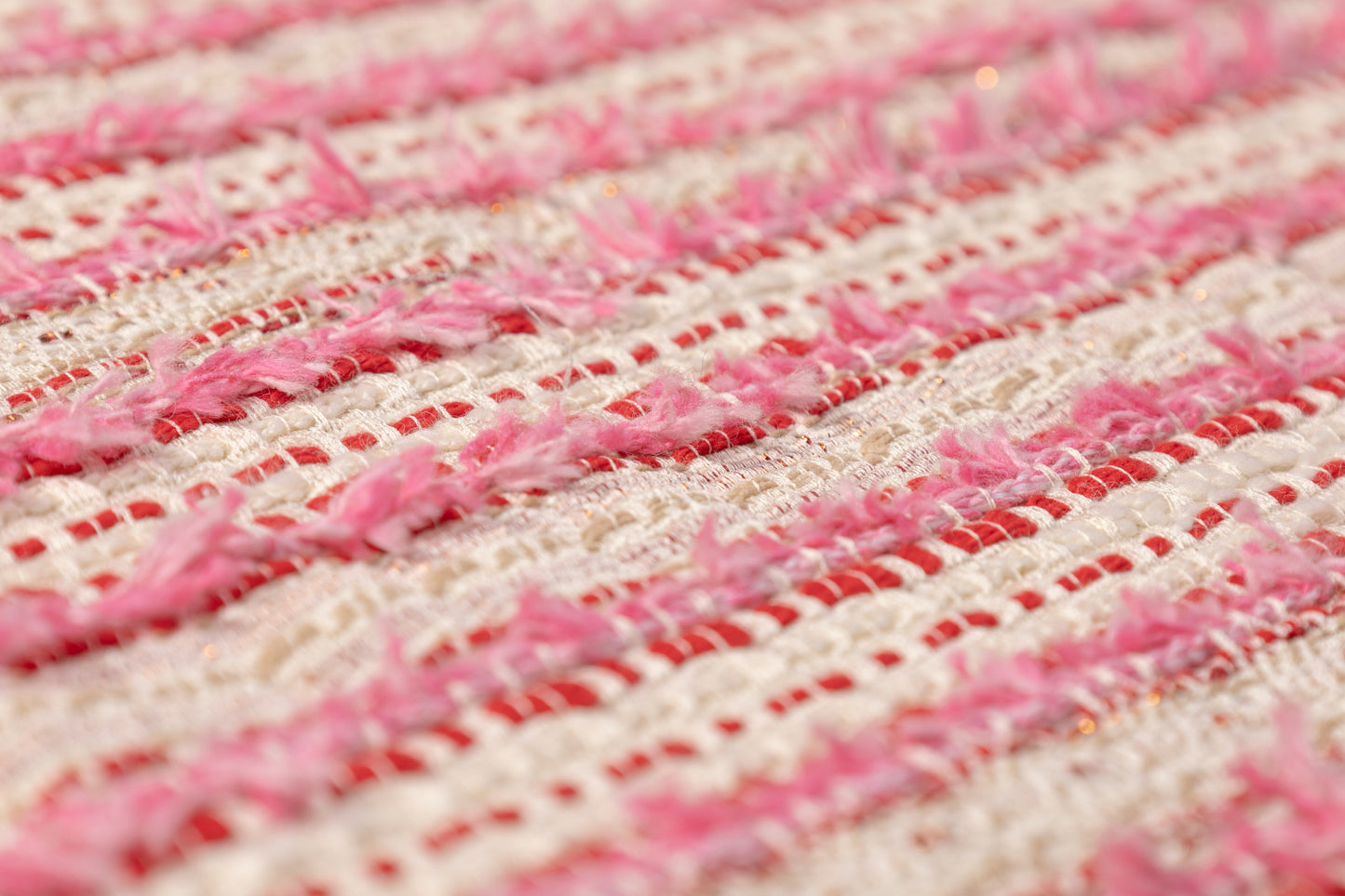 Metallic Italian Cotton Blend Tweed - Pink / White / Red / Gold