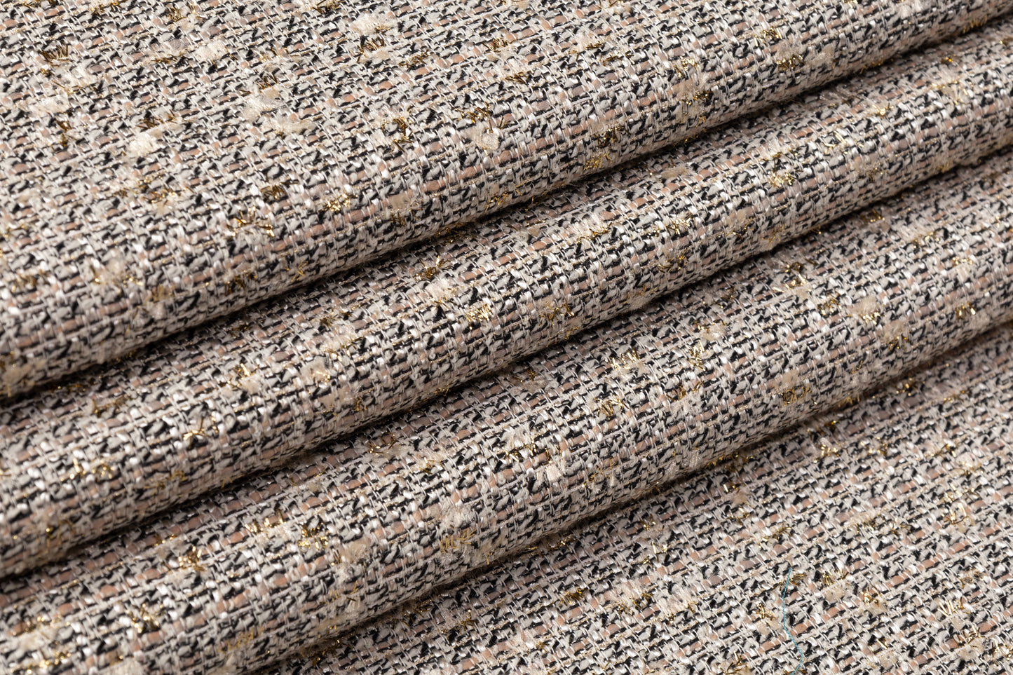 Metallic Italian Cotton Wool Blend Tweed - Taupe / Gray / Gold / Black