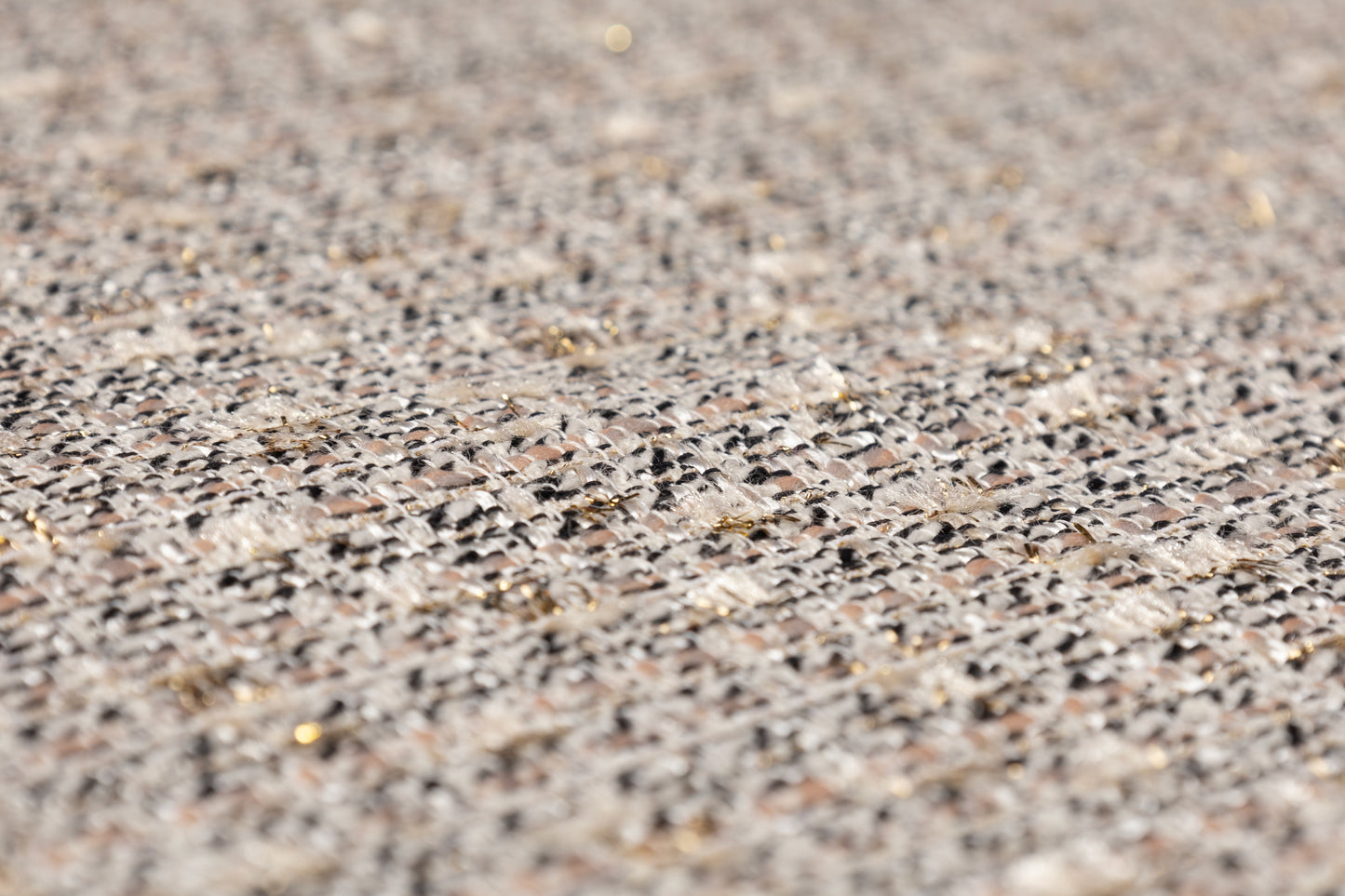 Metallic Italian Cotton Wool Blend Tweed - Taupe / Gray / Gold / Black