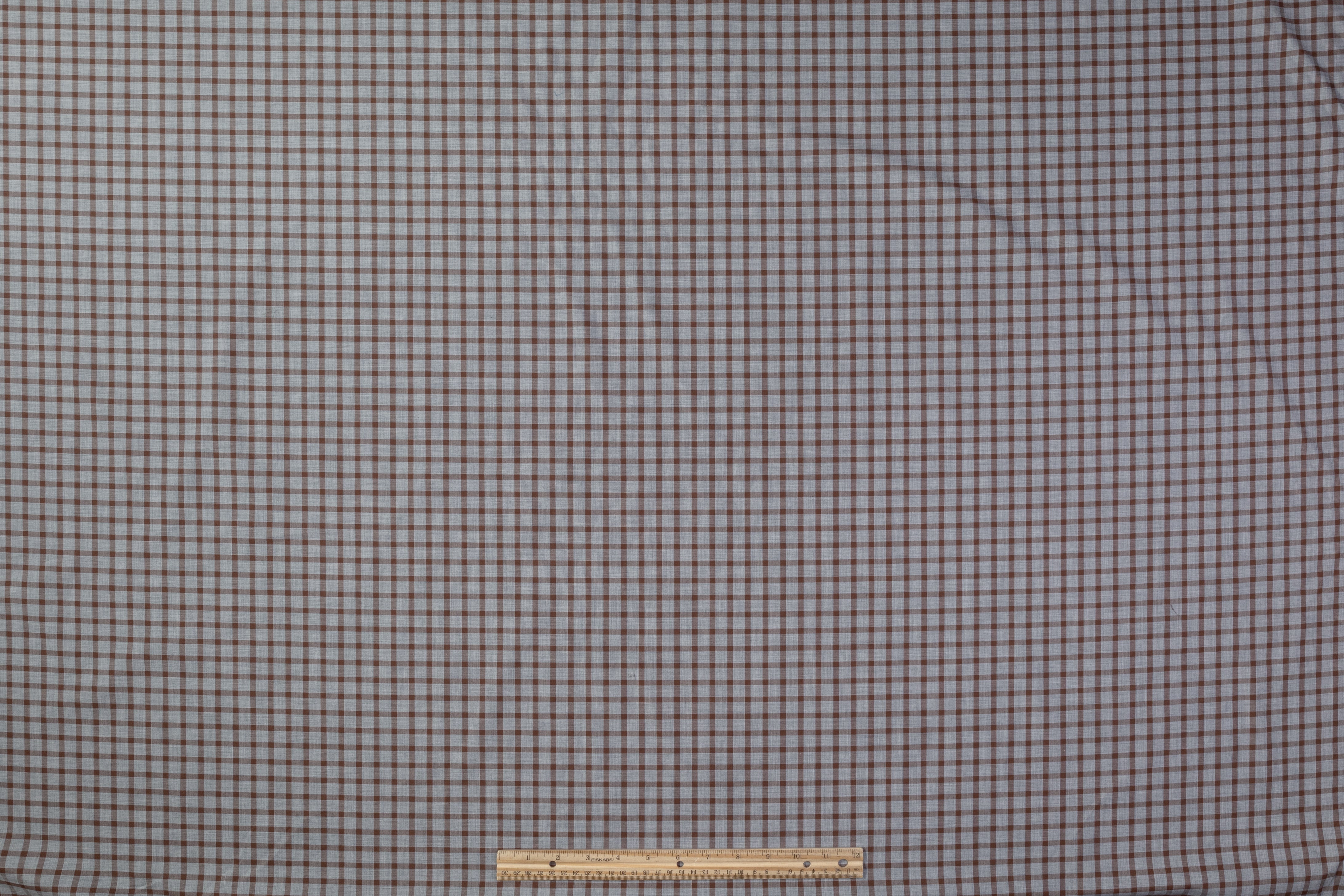 Checked Cotton Shirting - Gray / Brown