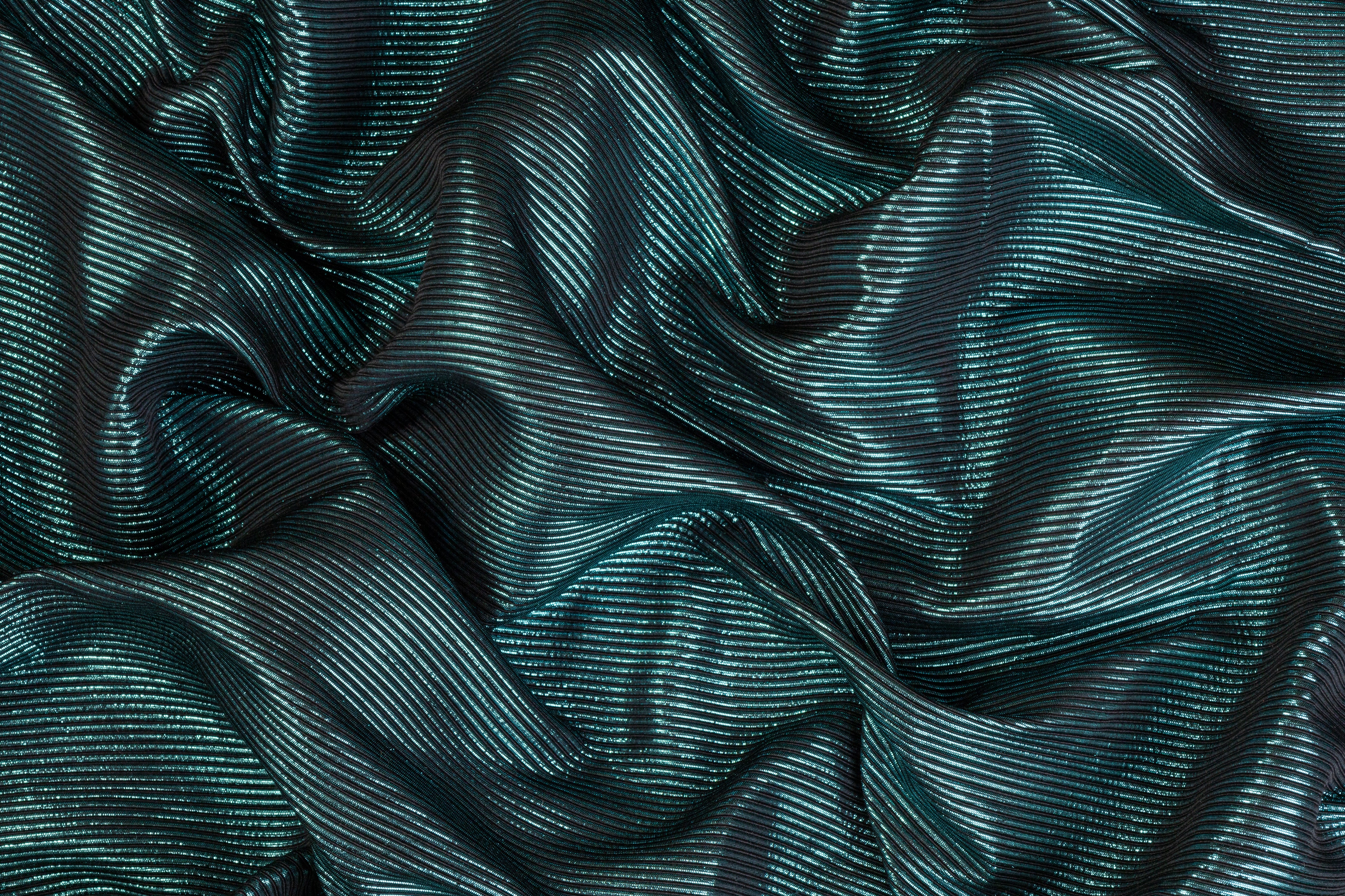 Metallic Ribbed Cotton - Electric Blue