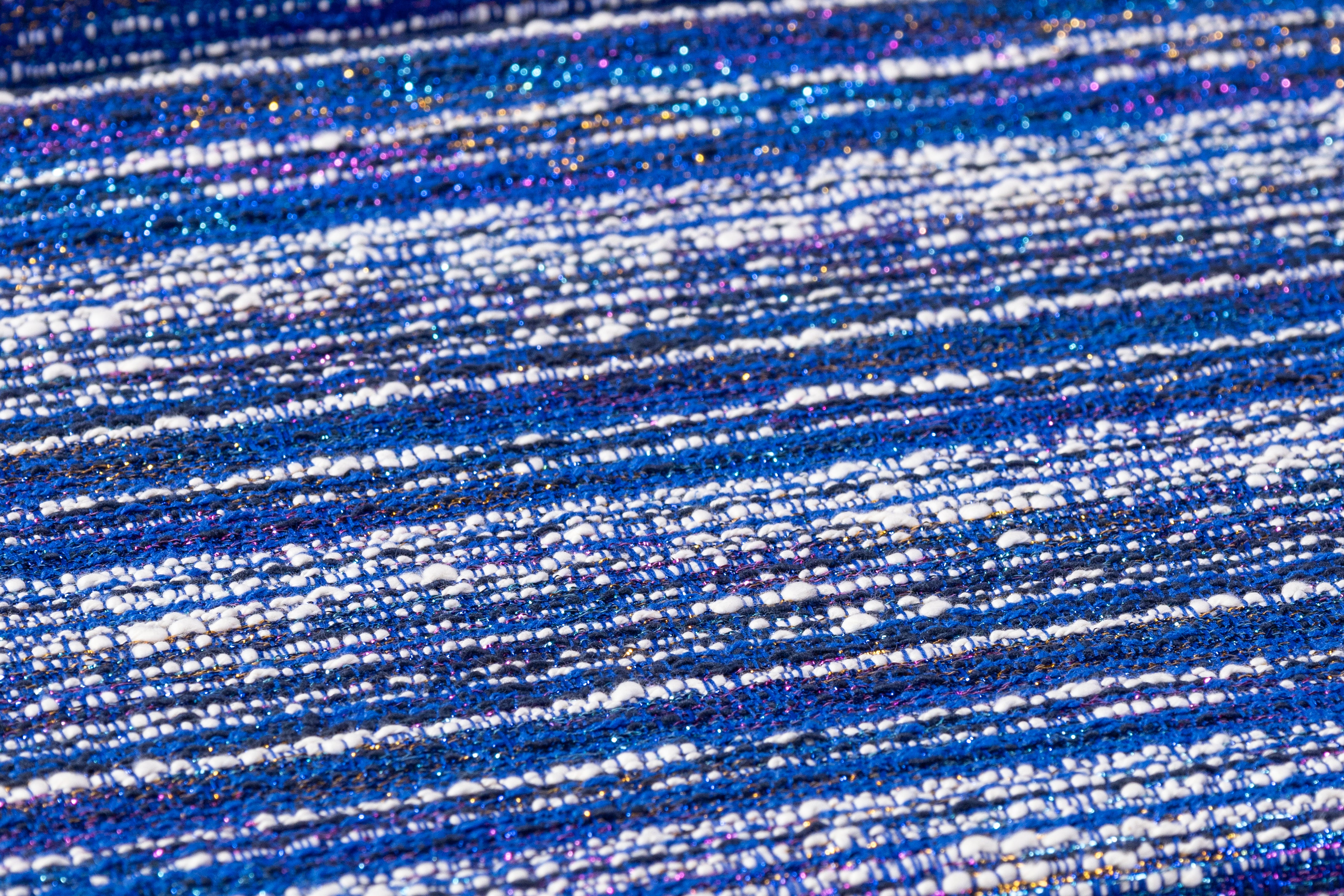 Metallic Italian Cotton Blend Tweed - Blue