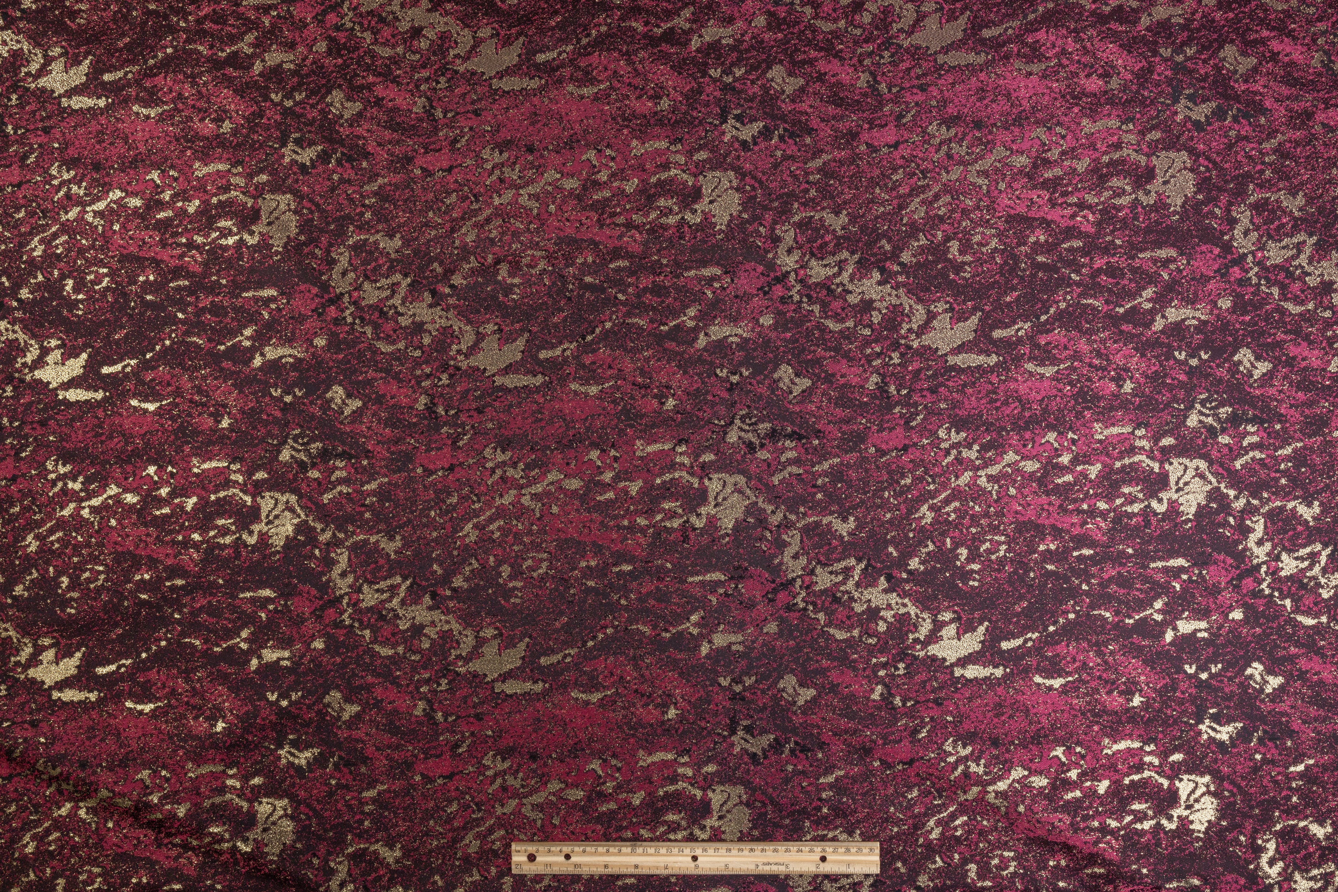 Abstract Metallic Brocade - Burgundy / Gold