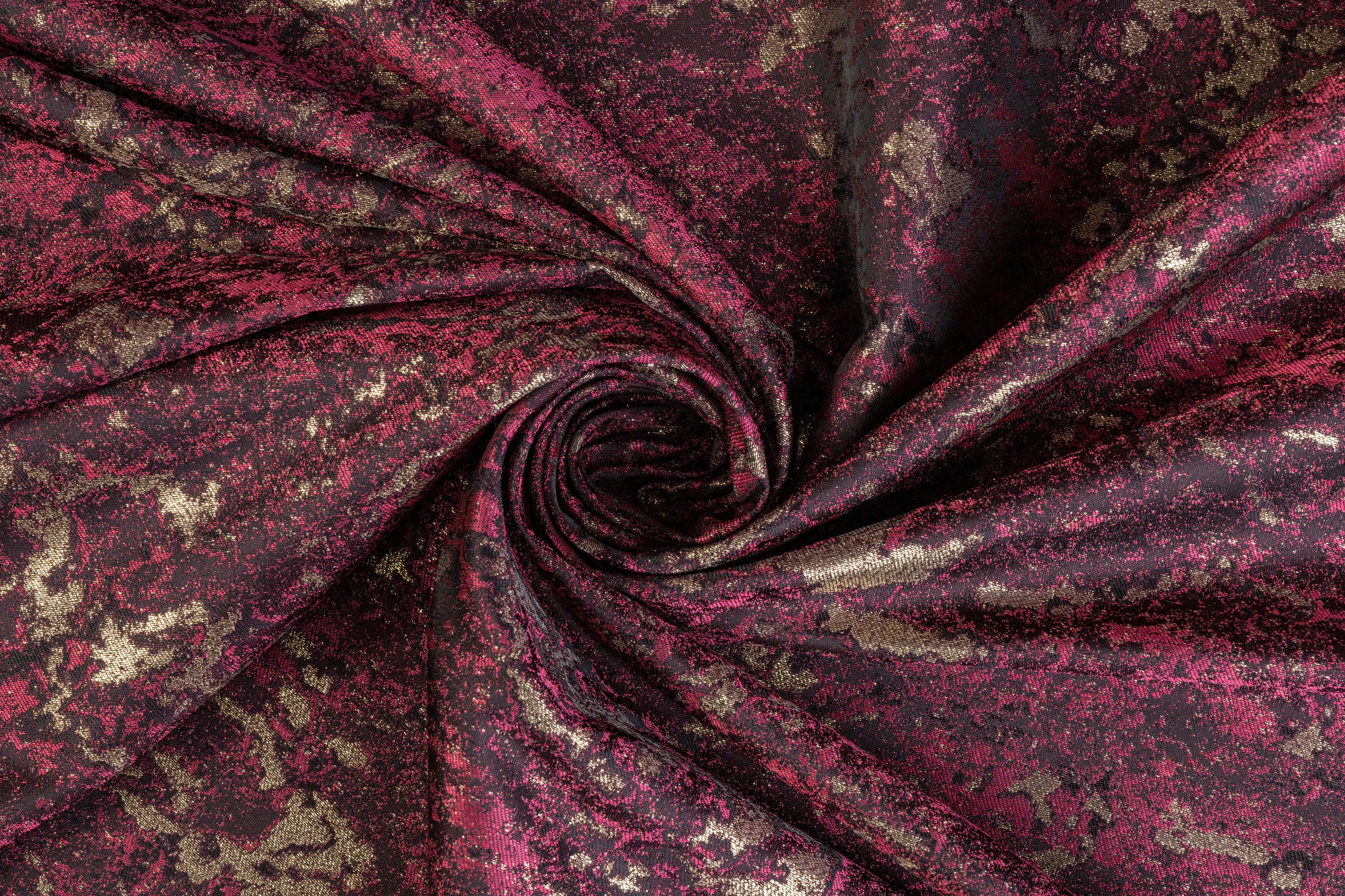 Abstract Metallic Brocade - Burgundy / Gold