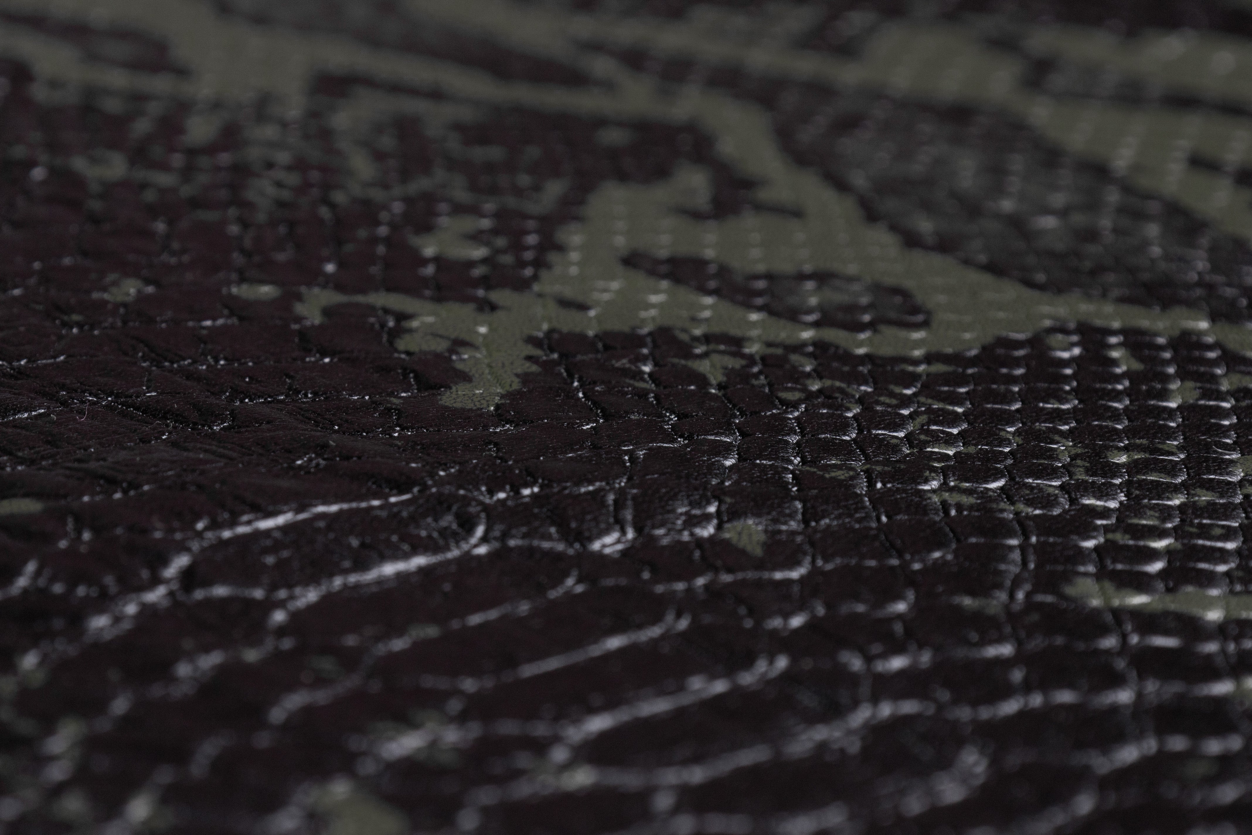 Snake Skin Stretch Faux Leather - Black / Green