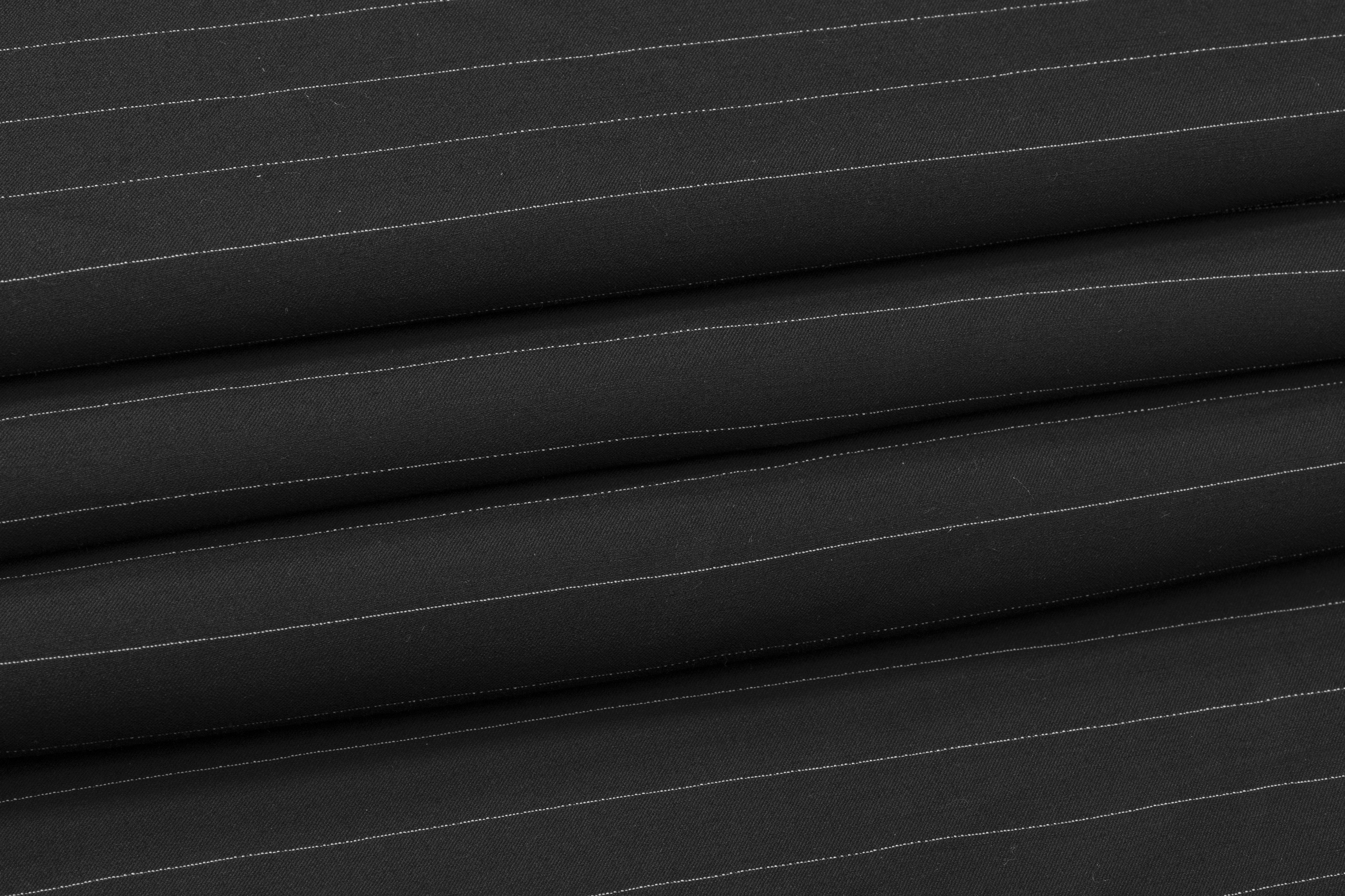 Pin Striped Silk/Wool Suiting - Black / White