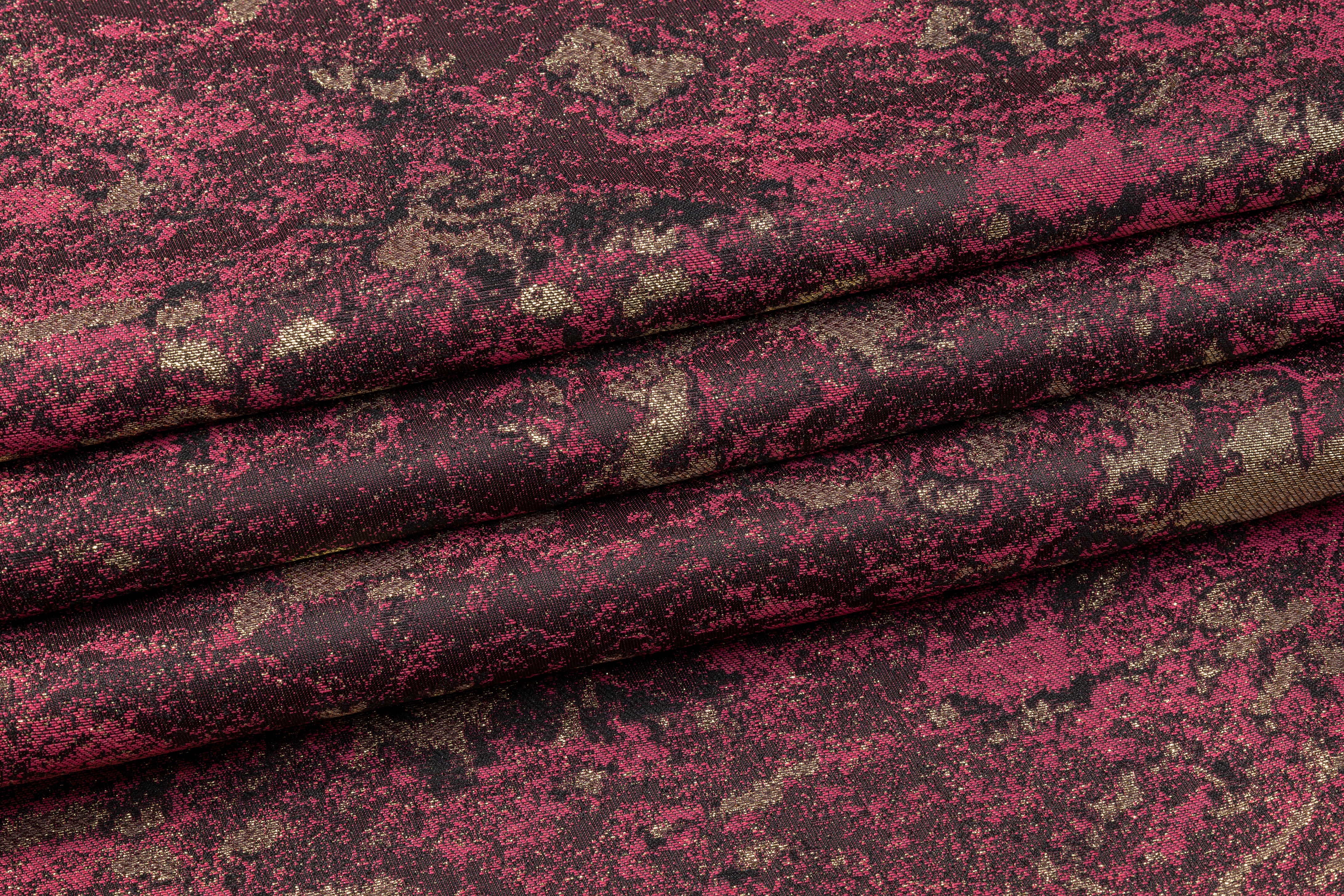 Abstract Metallic Brocade - Burgundy / Gold