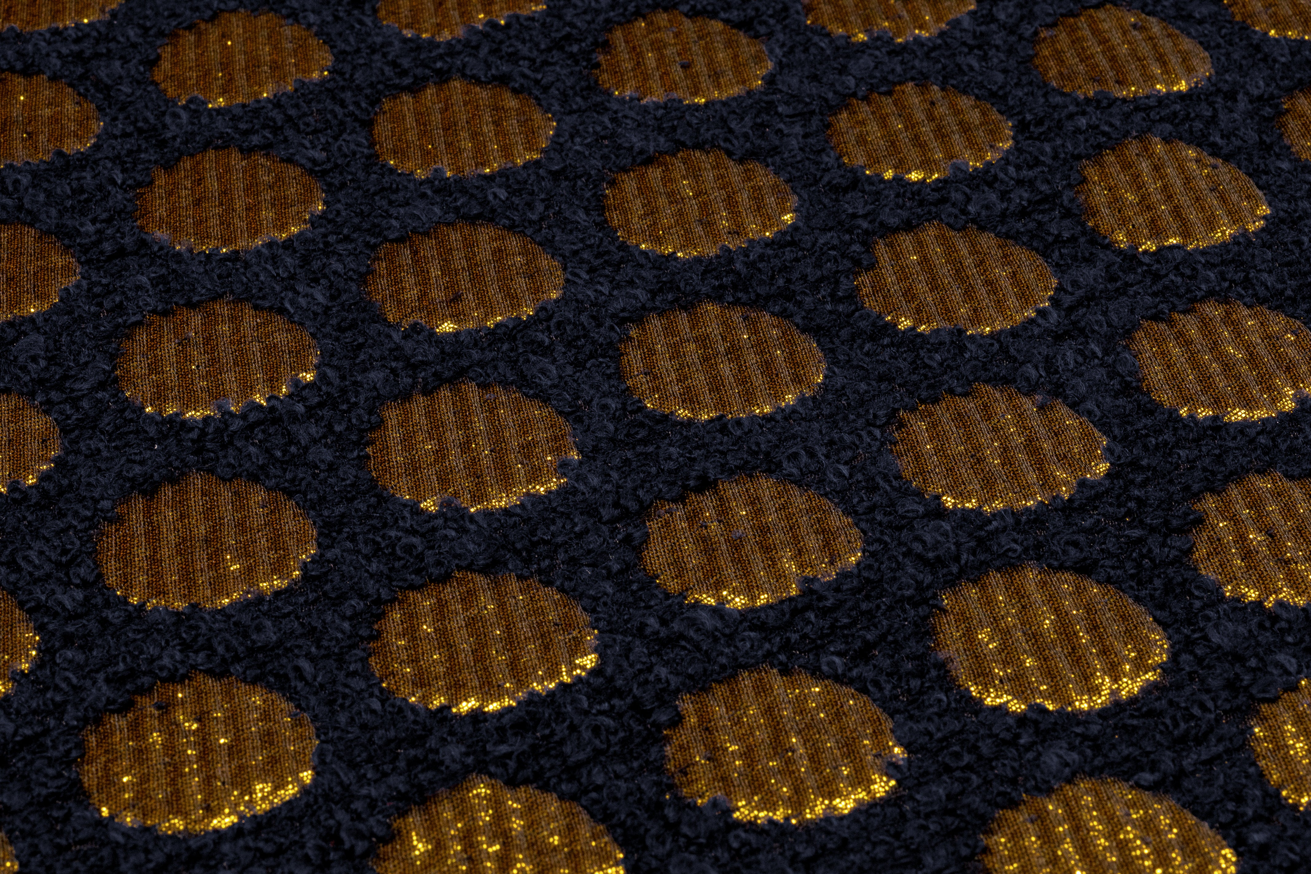 Polka Dot Metallic Italian Chenille Boucle Brocade - Navy / Gold