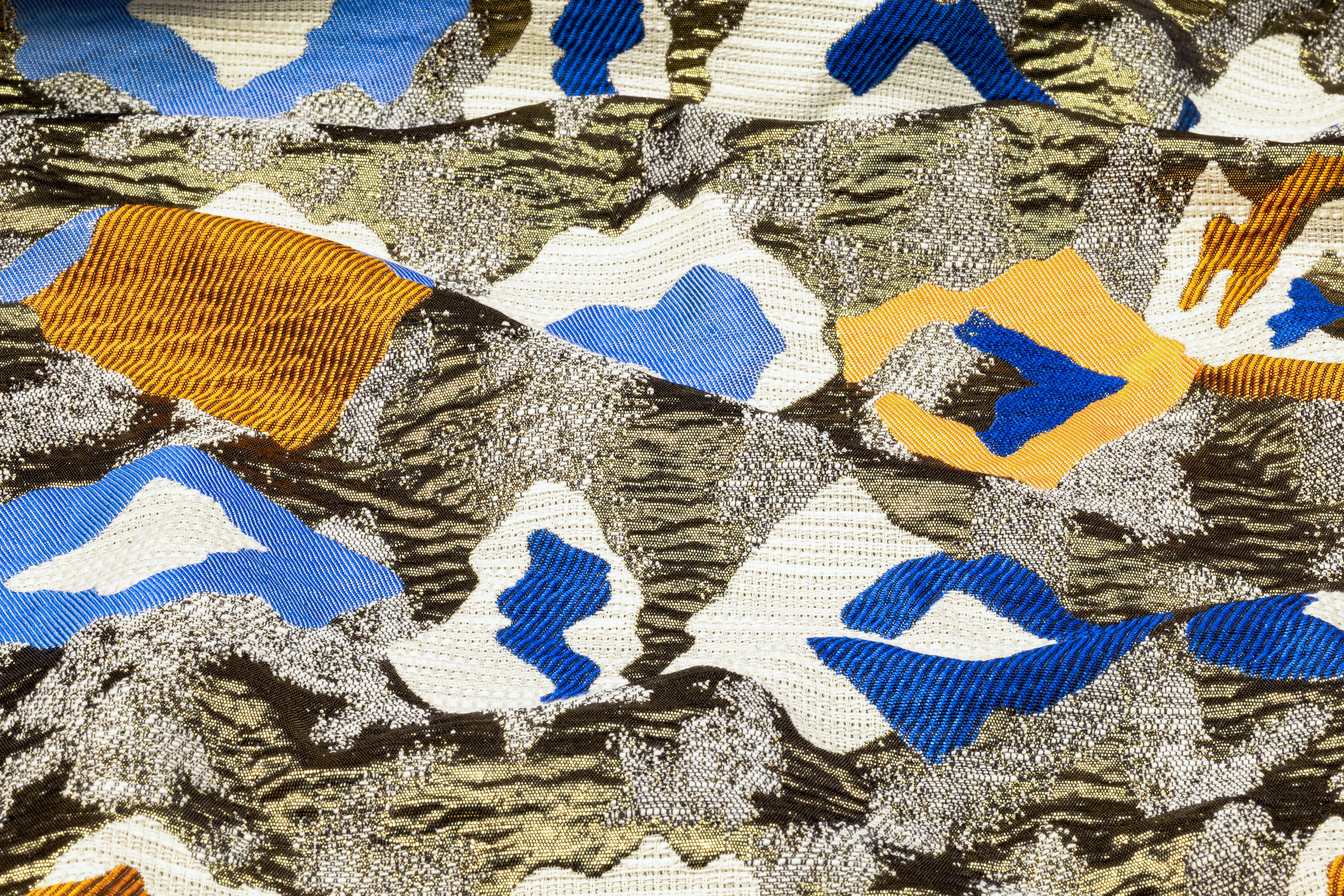 Abstract Metallic Italian Brocade - Blue / Copper / Gold