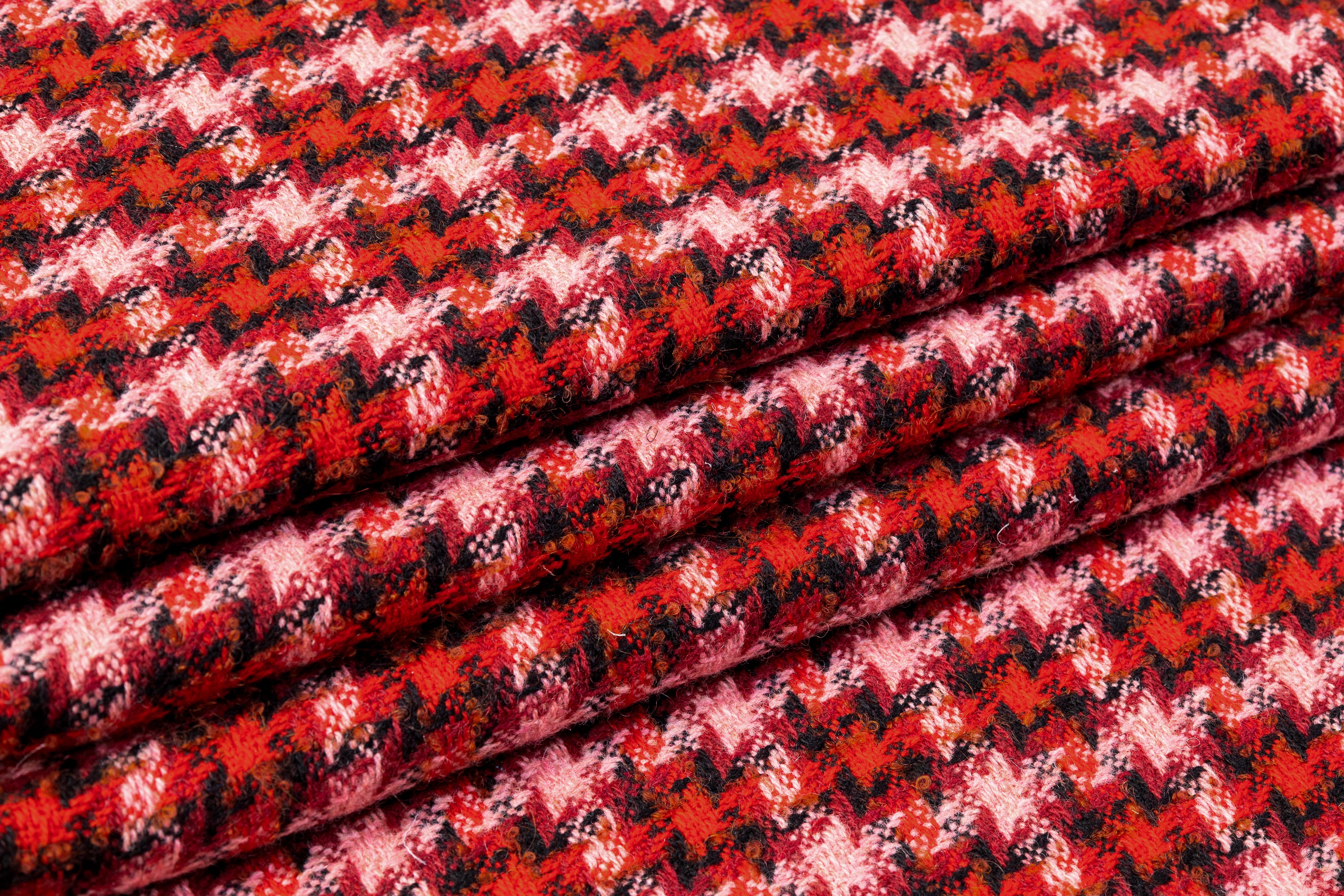 Etro - Italian Wool Tweed Boucle - Red / Burgundy / Brown / Pink