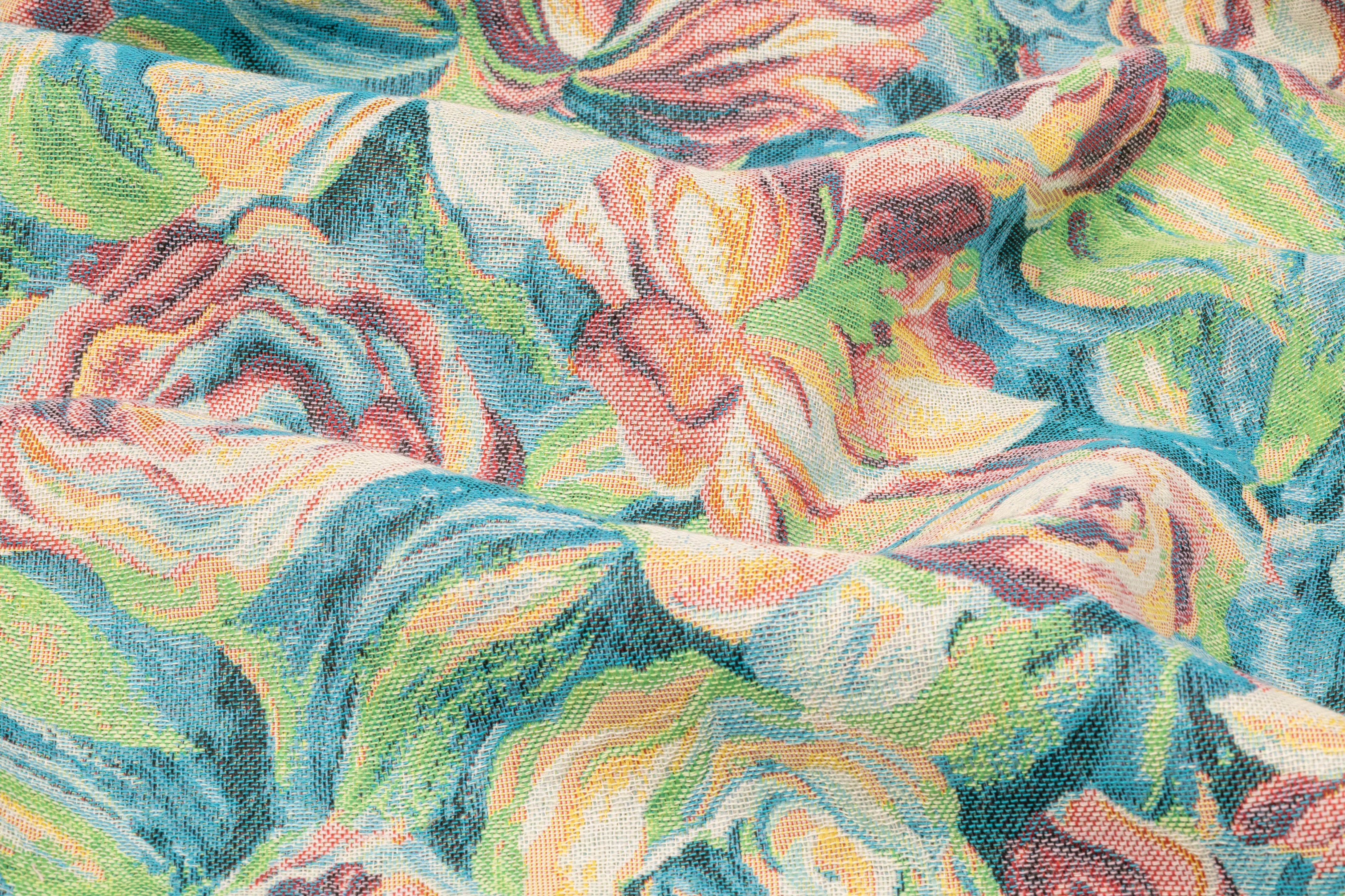 Floral Italian Tapestry Style Brocade - Blue / Green / Pink