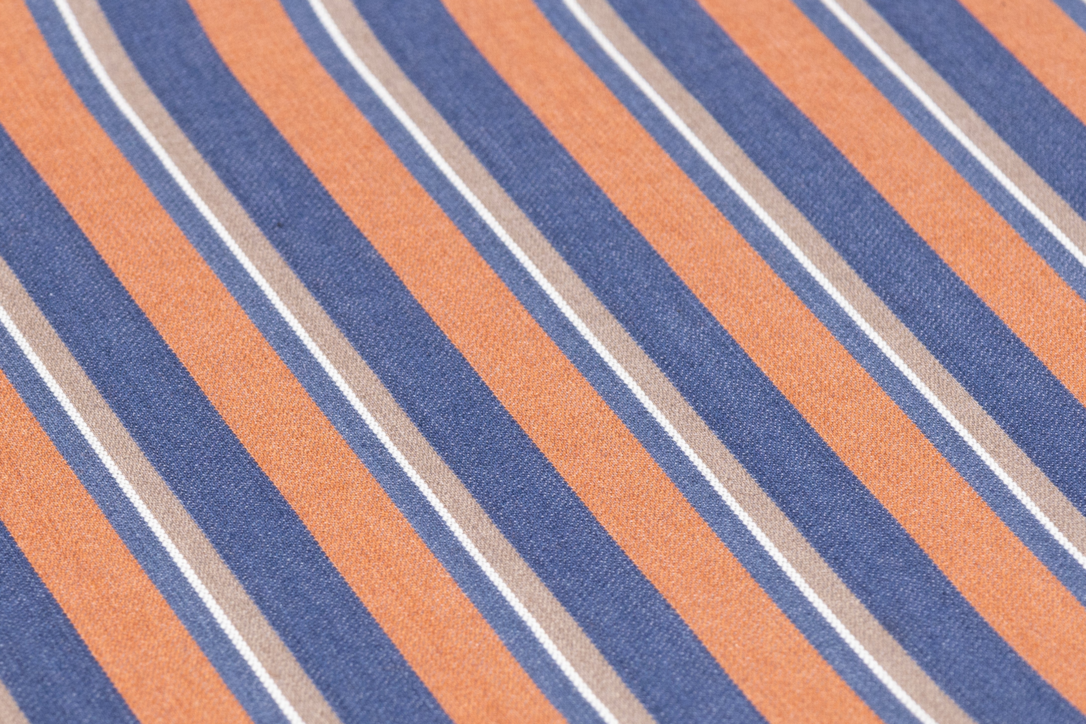 Striped Italian Wool Suiting - Rust / Blue / Taupe