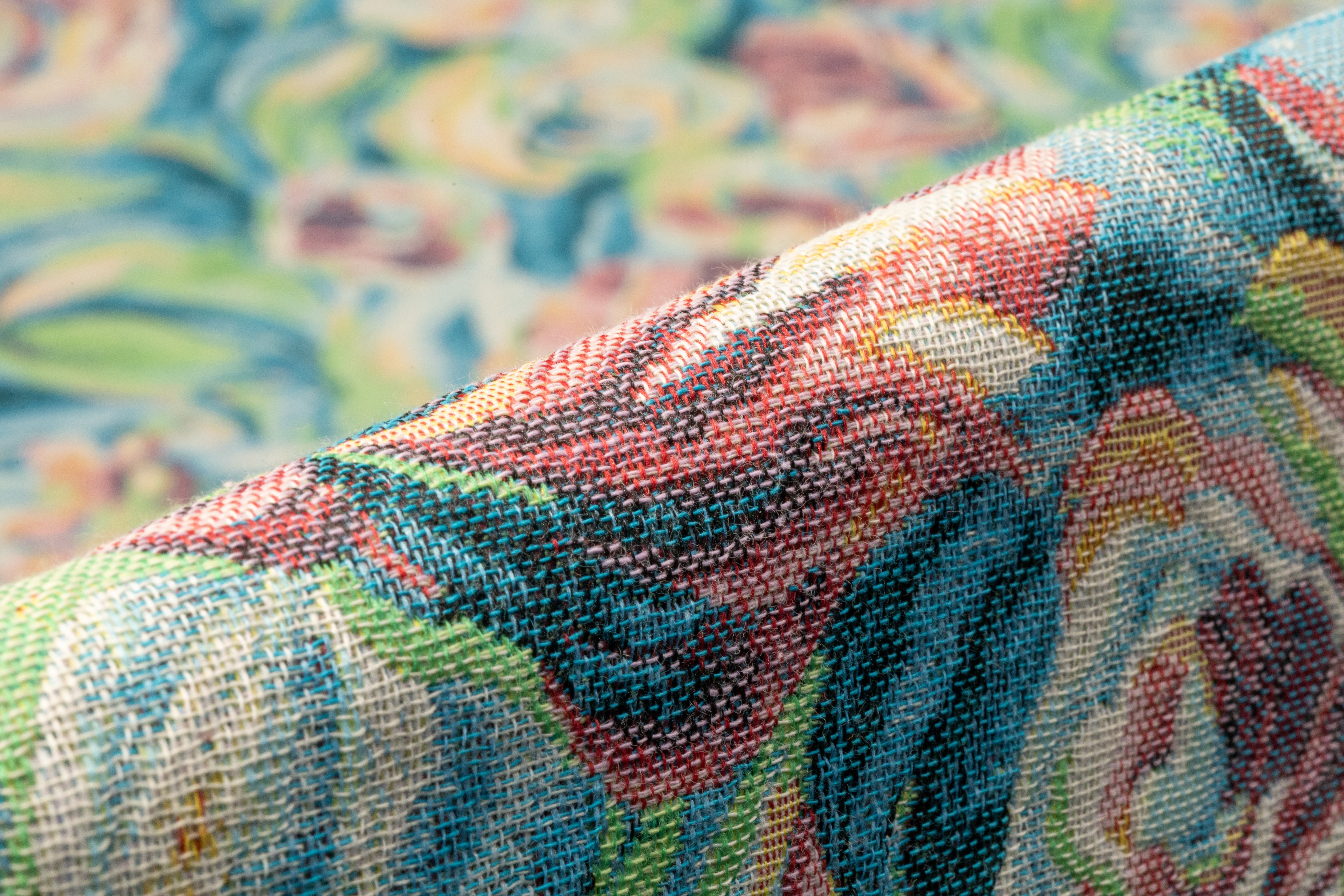 Floral Italian Tapestry Style Brocade - Blue / Green / Pink