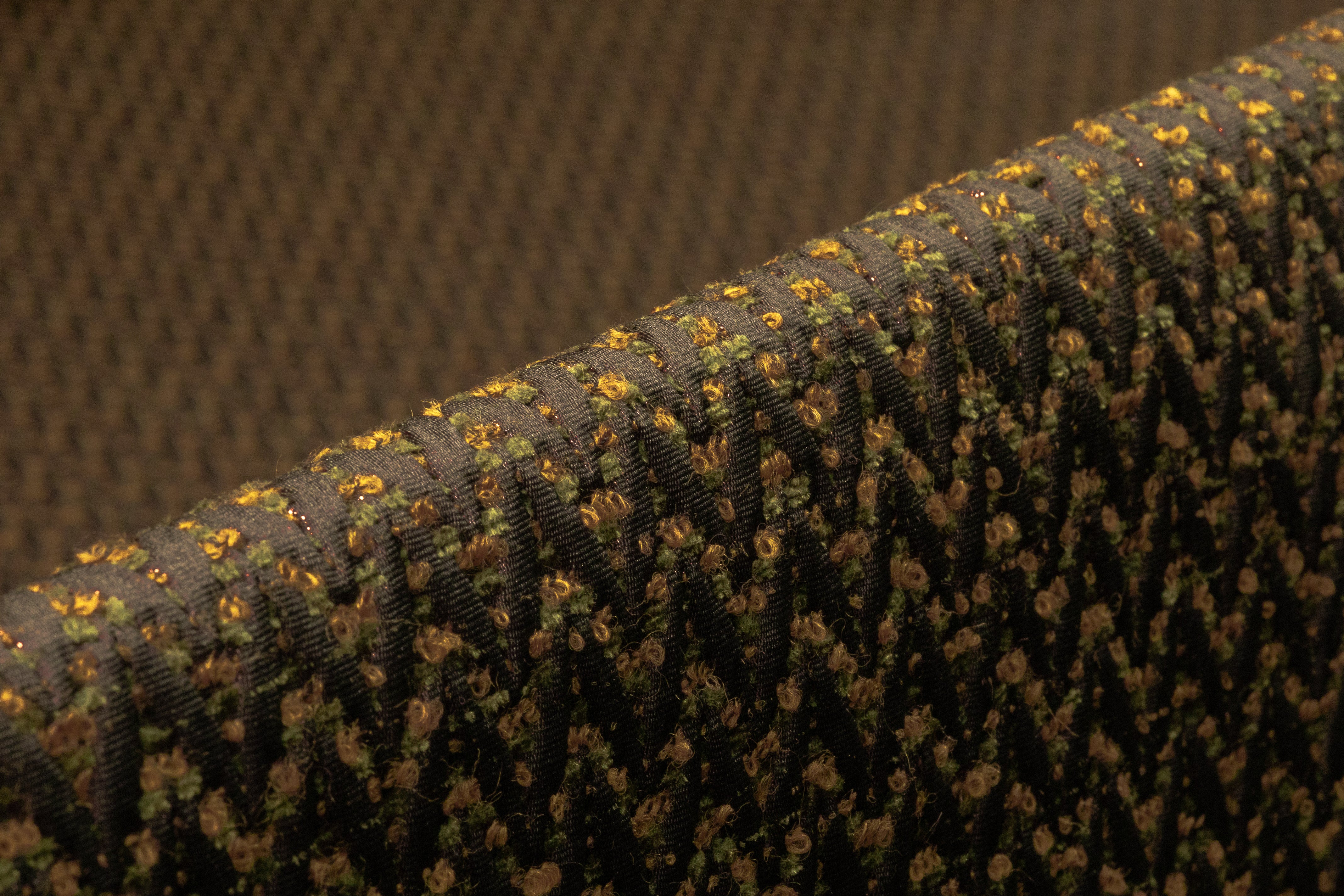 Chevron Metallic Italian Boucle Brocade - Olive Green / Dark Bronze
