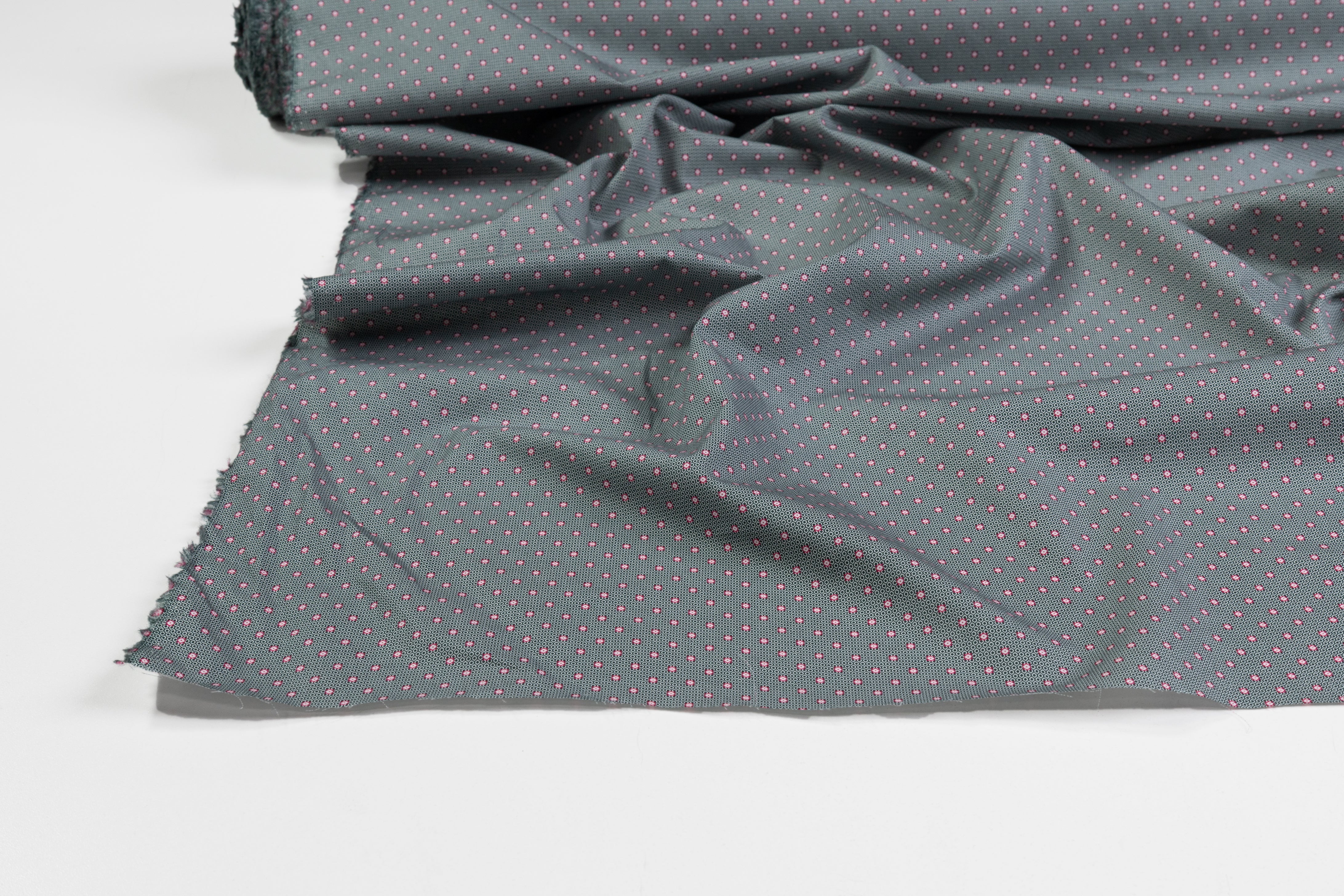 Printed Cotton Shirting - Green / Pink