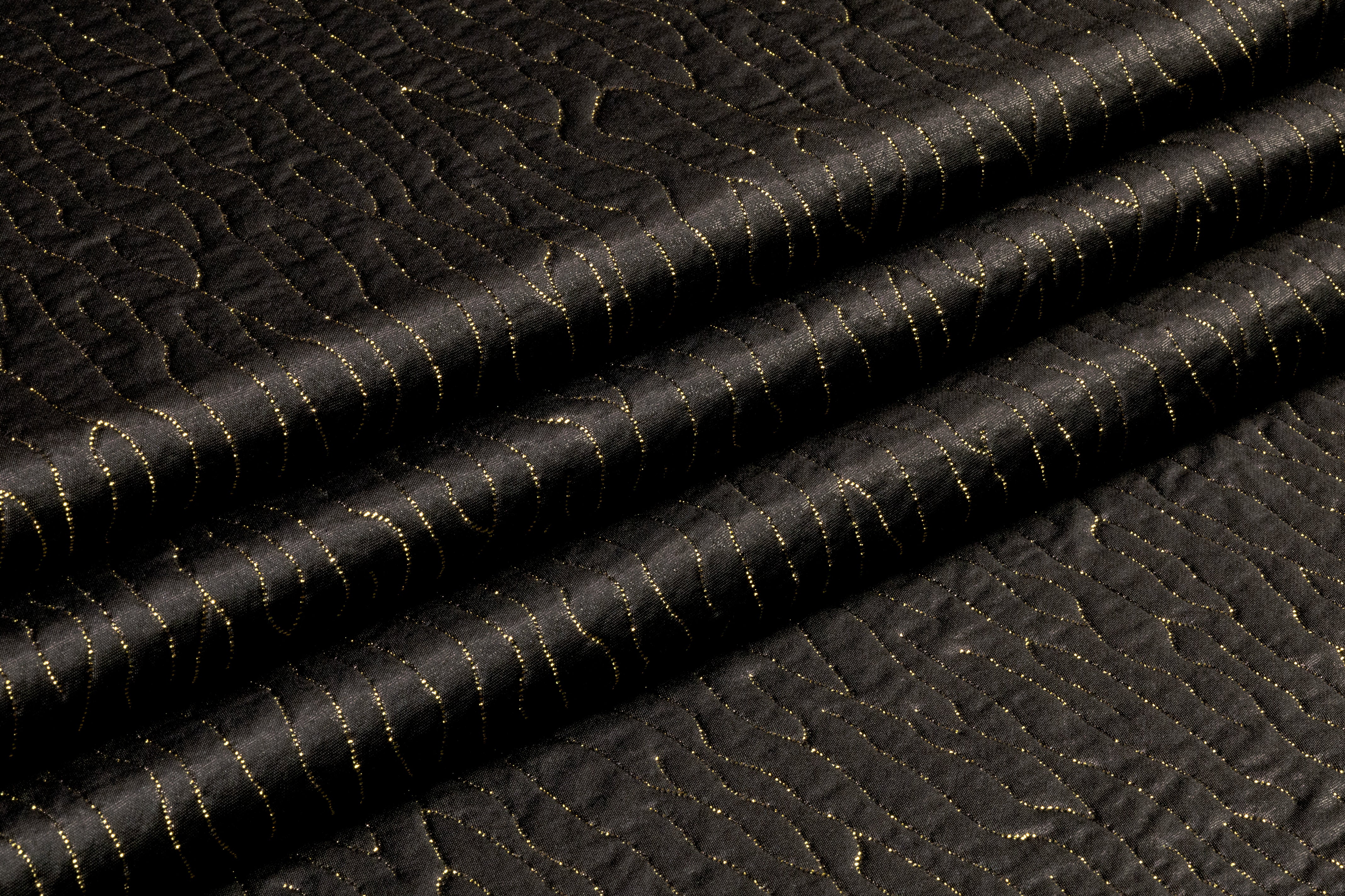 Abstract Metallic Italian Matelassé Brocade - Black / Gold