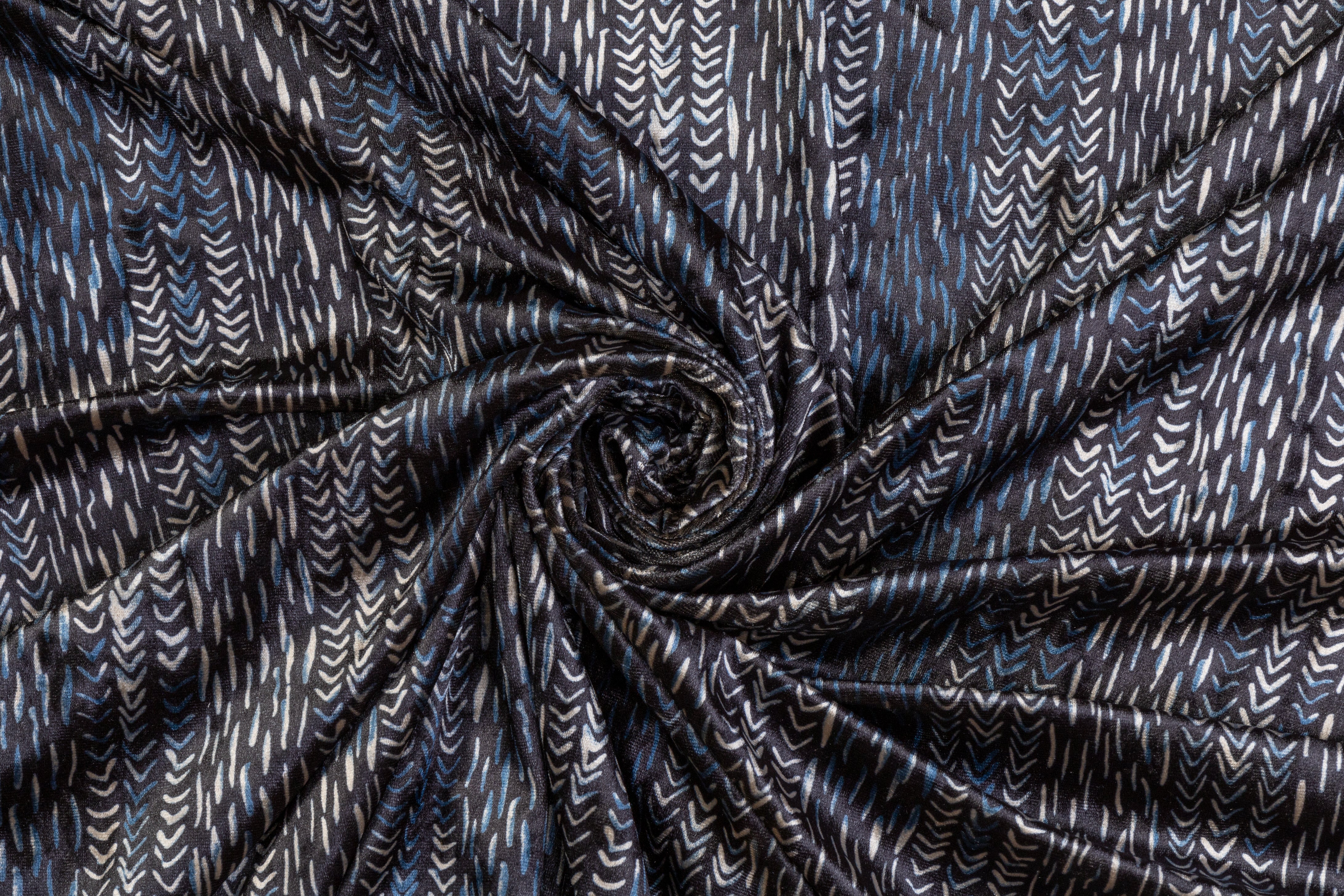 Printed Stretch Velvet - Blue