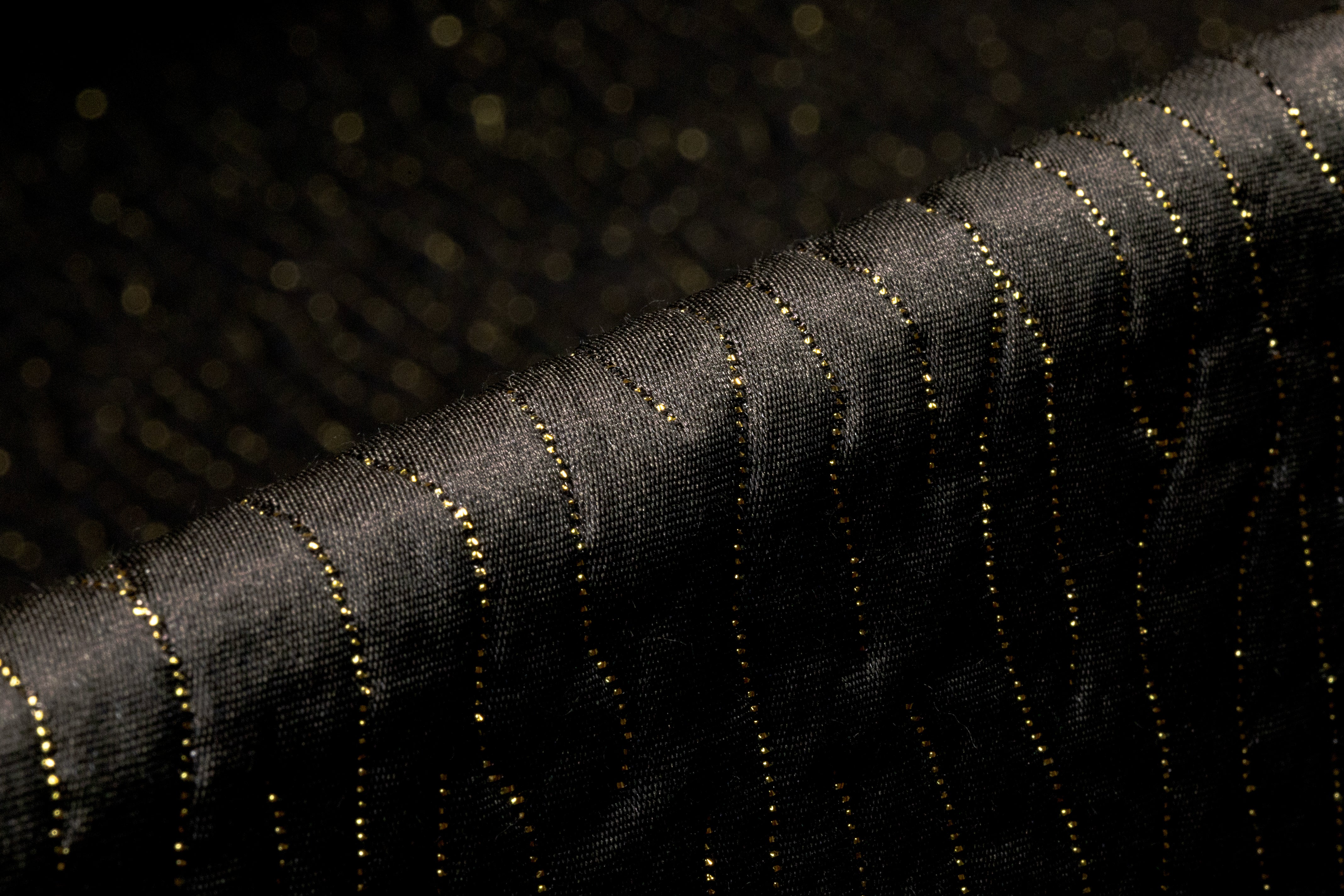 Abstract Metallic Italian Matelassé Brocade - Black / Gold