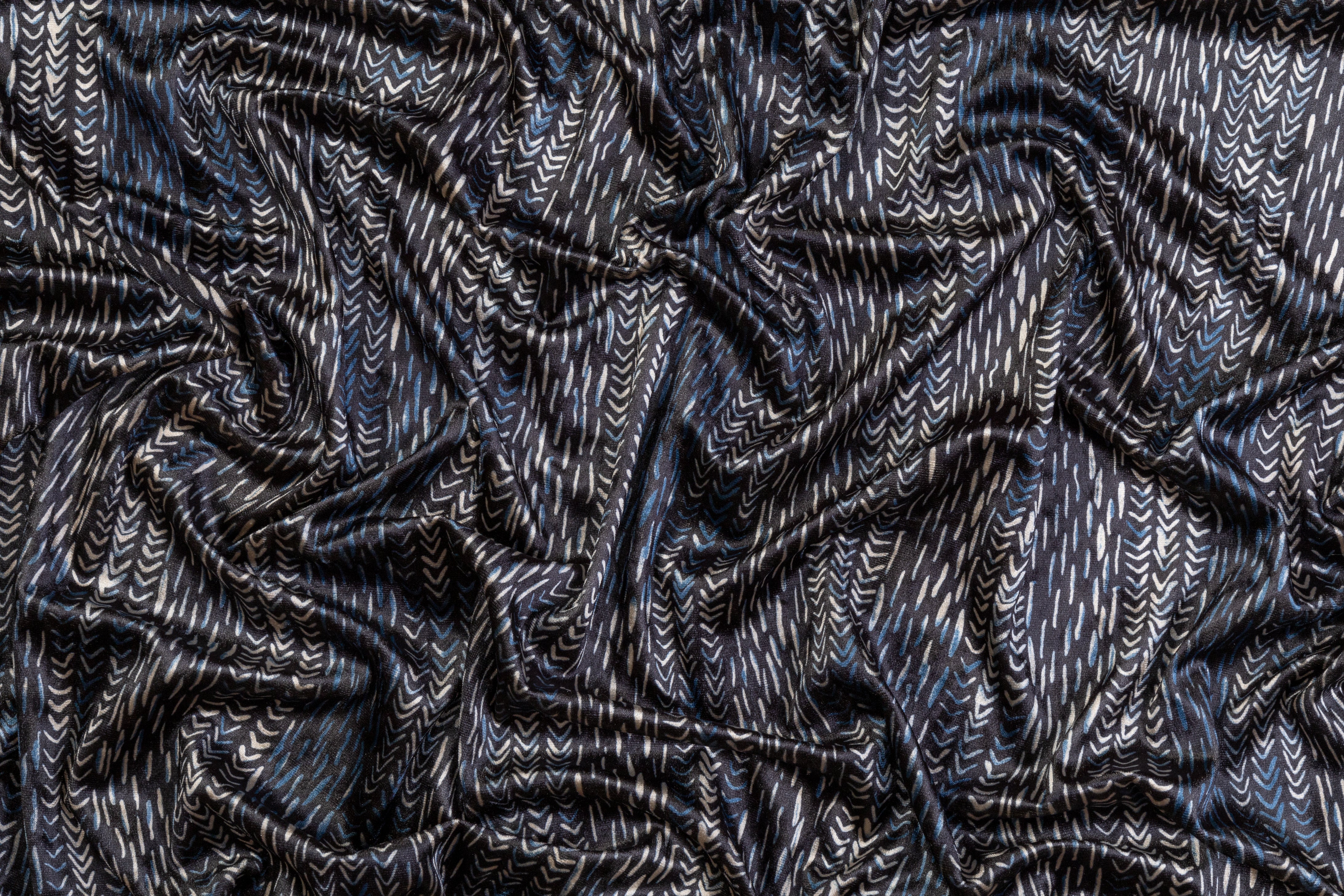 Printed Stretch Velvet - Blue