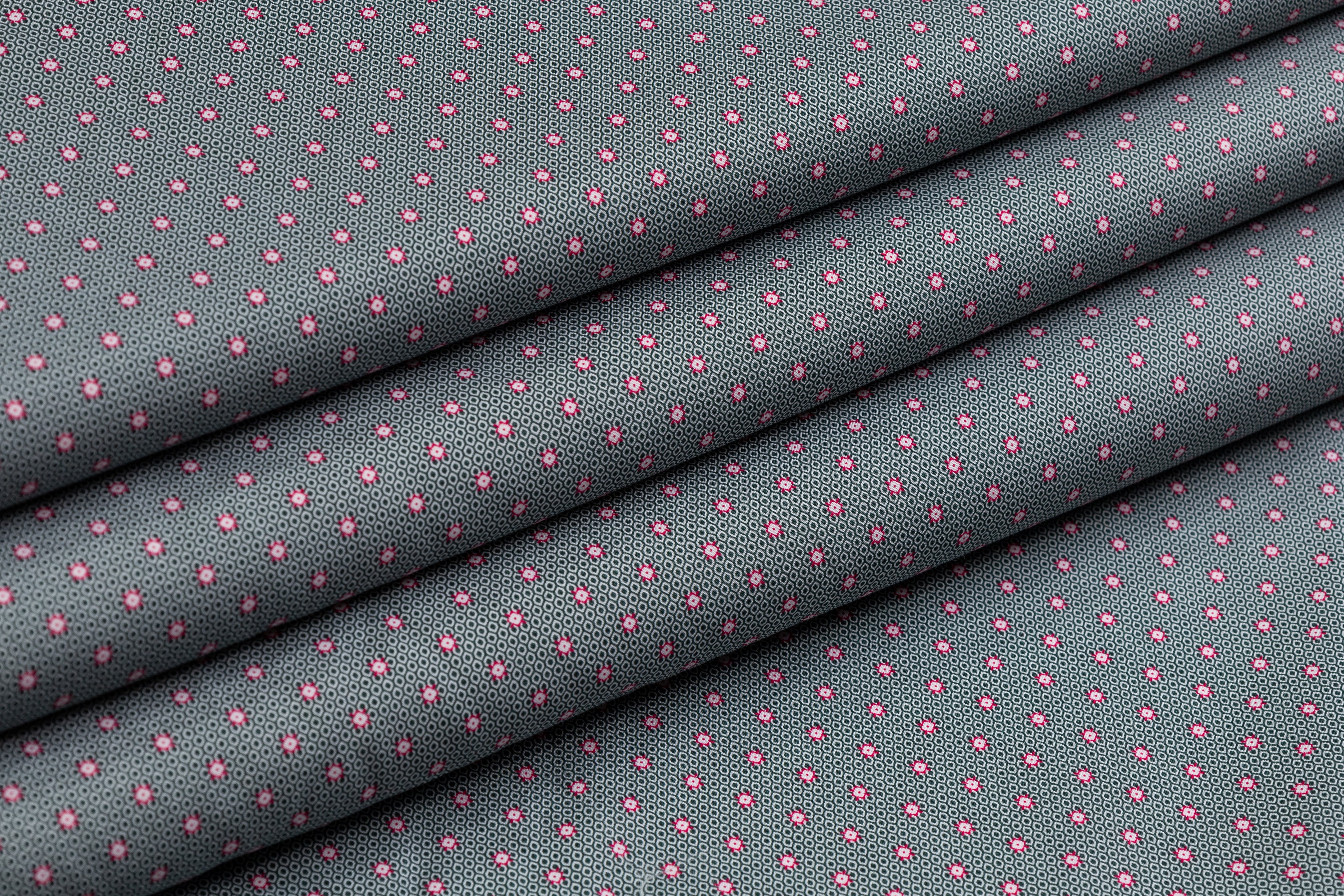 Printed Cotton Shirting - Green / Pink