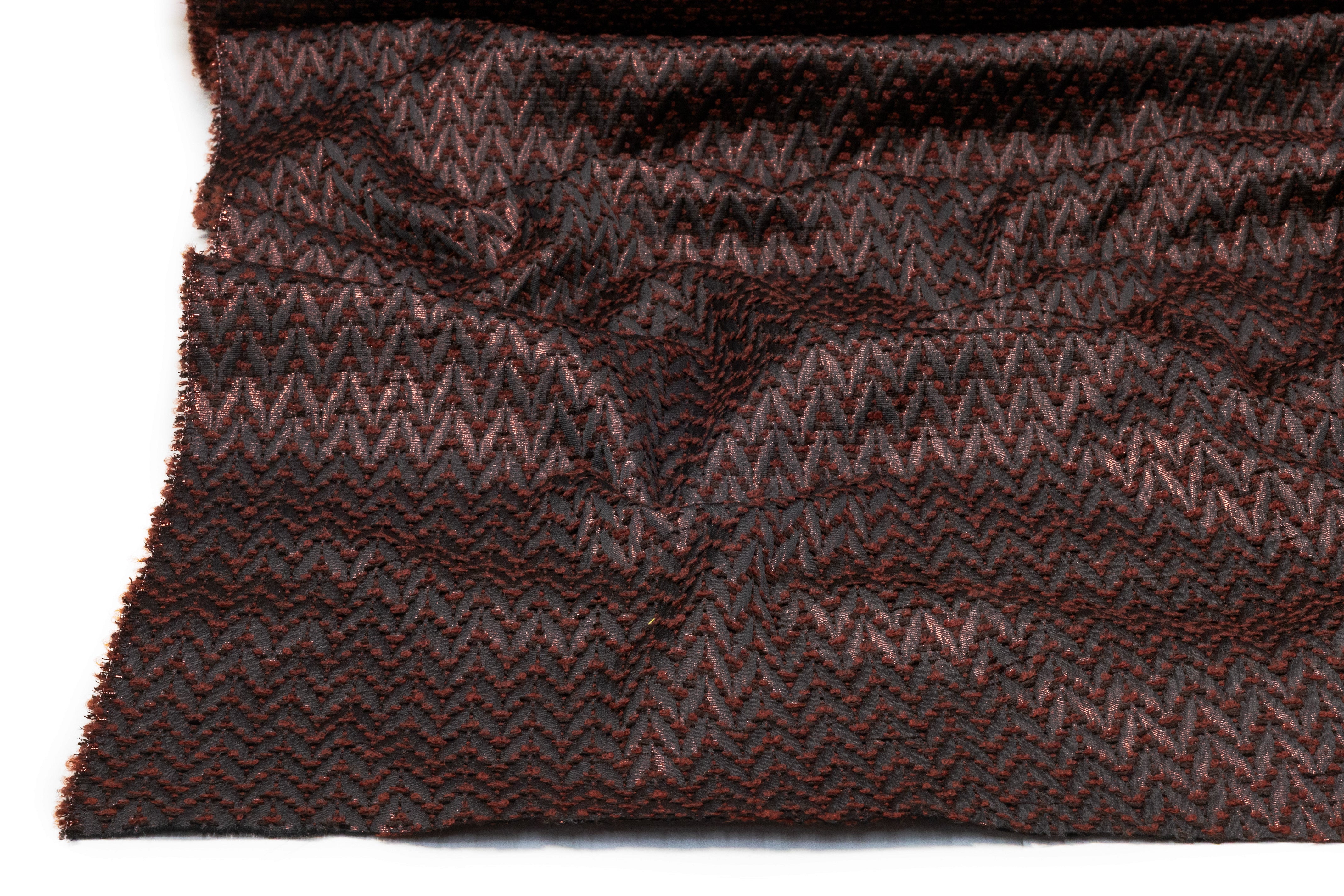 Chevron Metallic Italian Boucle Brocade - Brown