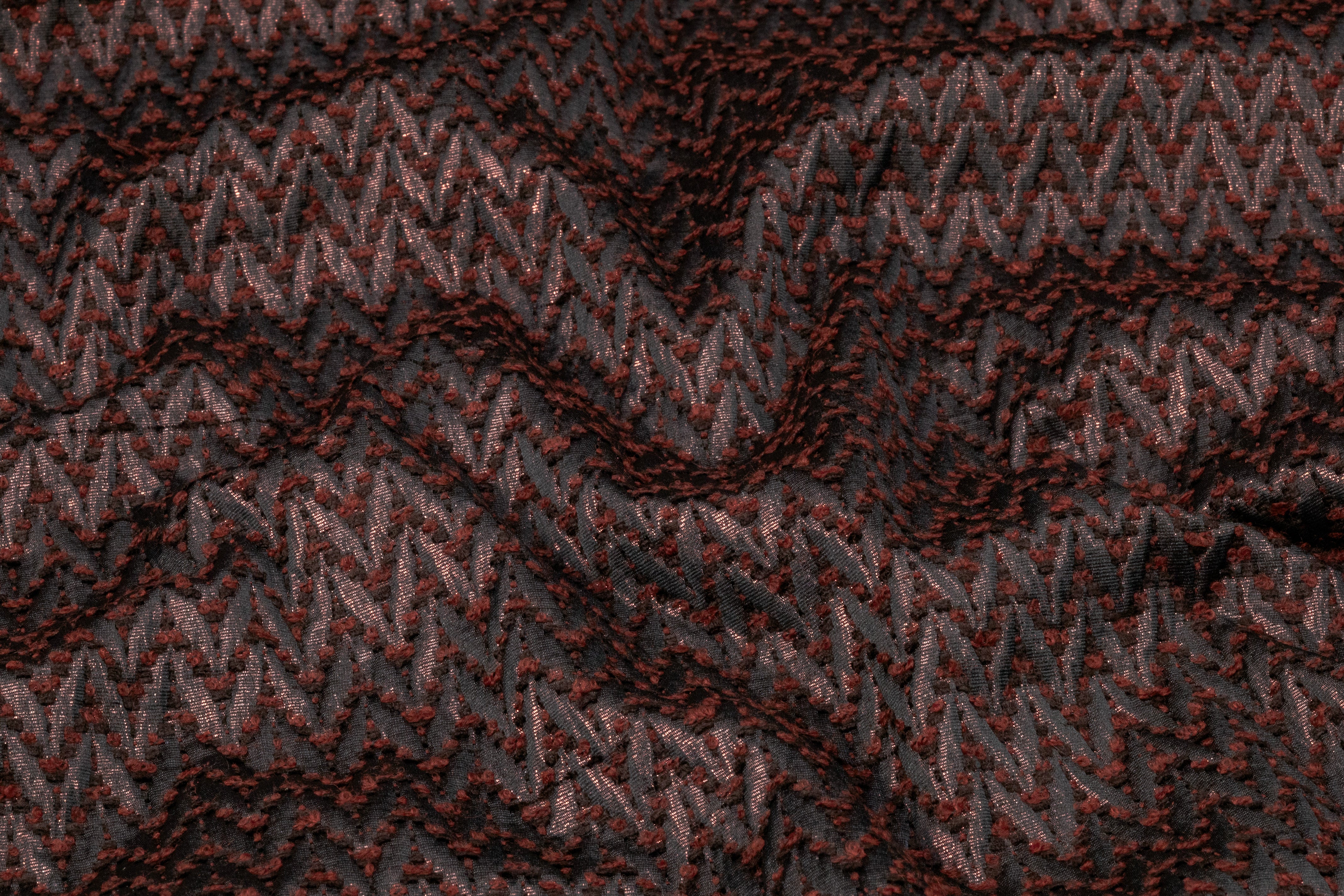 Chevron Metallic Italian Boucle Brocade - Brown