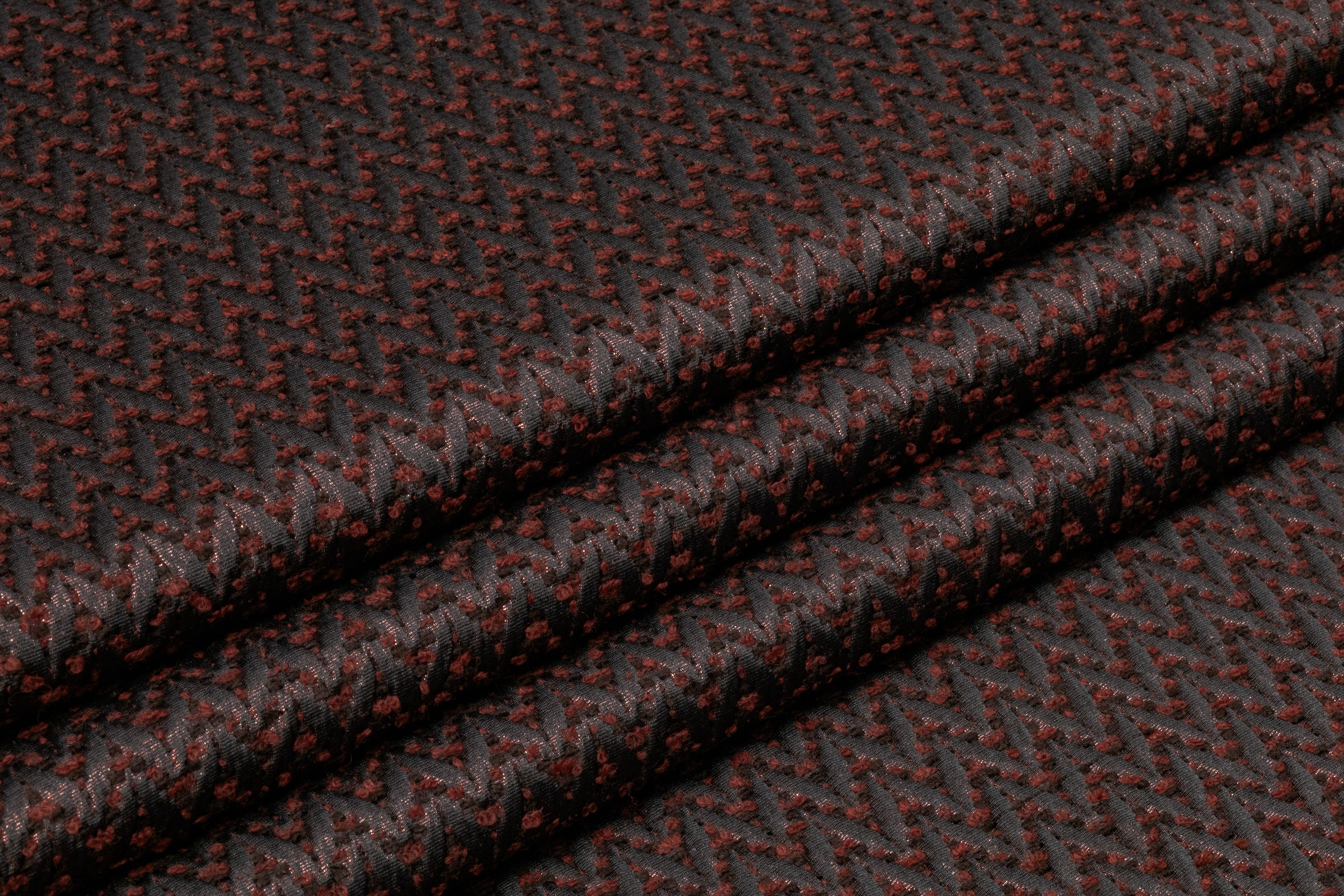 Chevron Metallic Italian Boucle Brocade - Brown