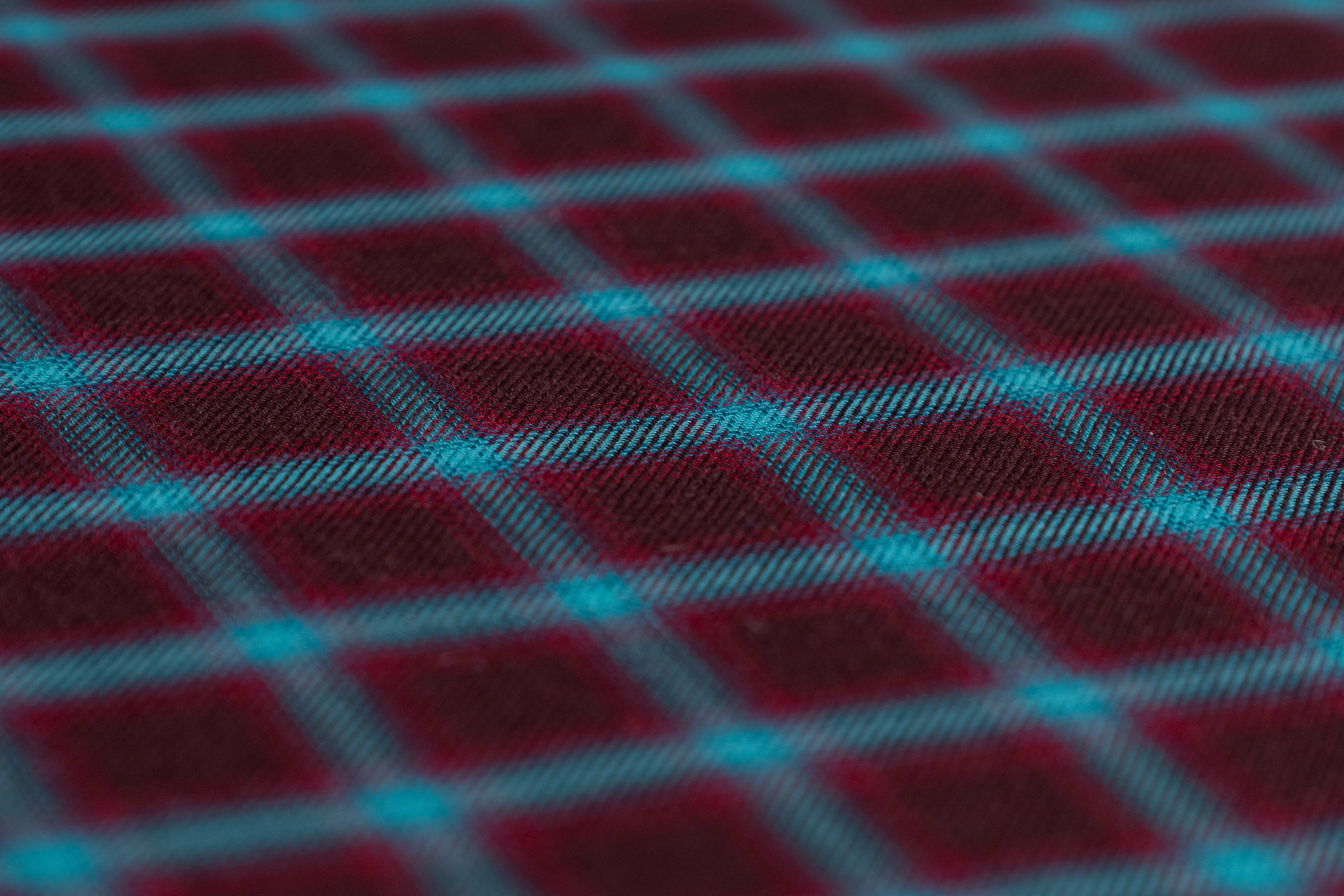 Checked Cotton Shirting - Burgundy / Blue